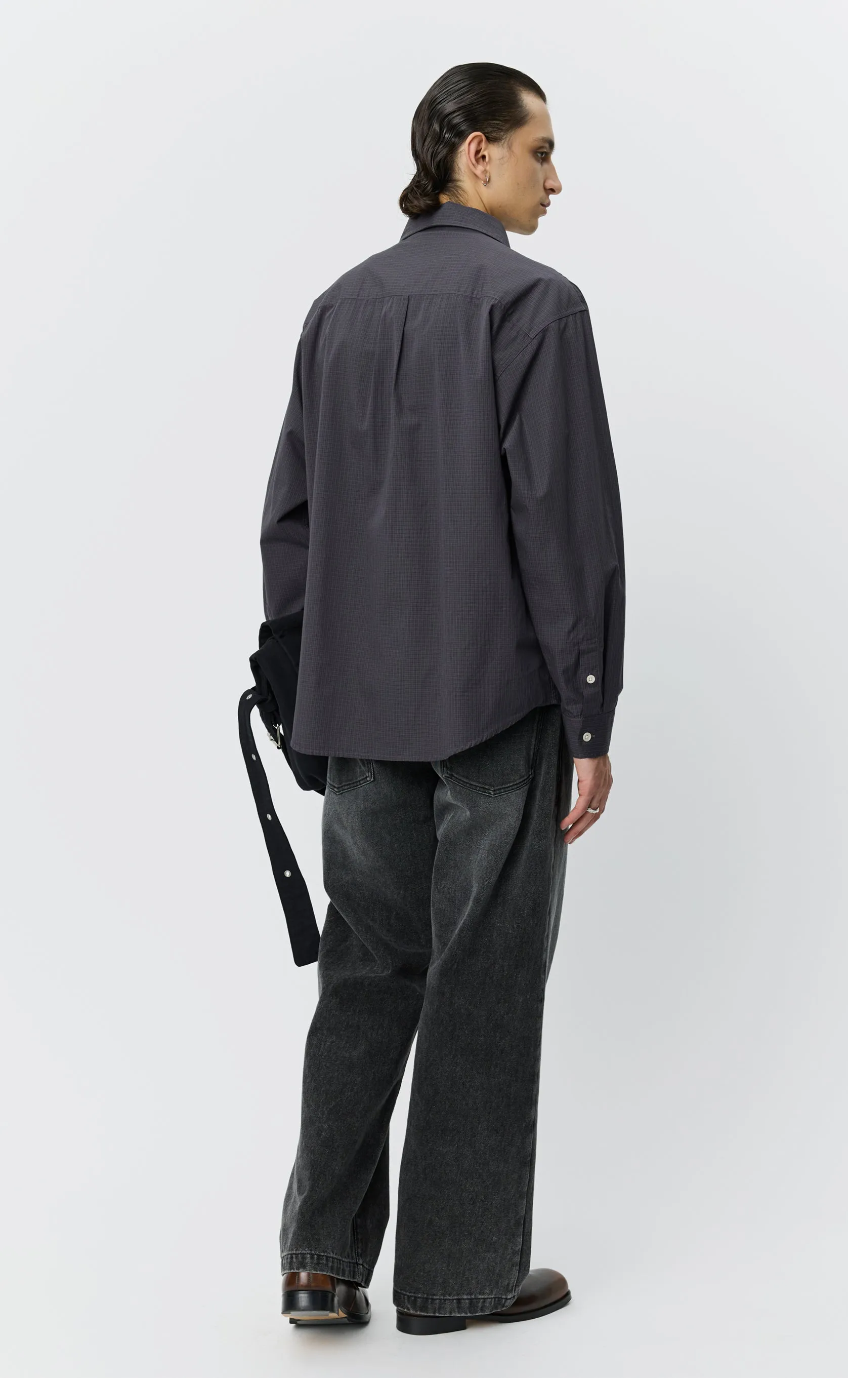 Executive Shirt - Mushroom Micro Check Poplin sold by mfpen product image thumbnail 3