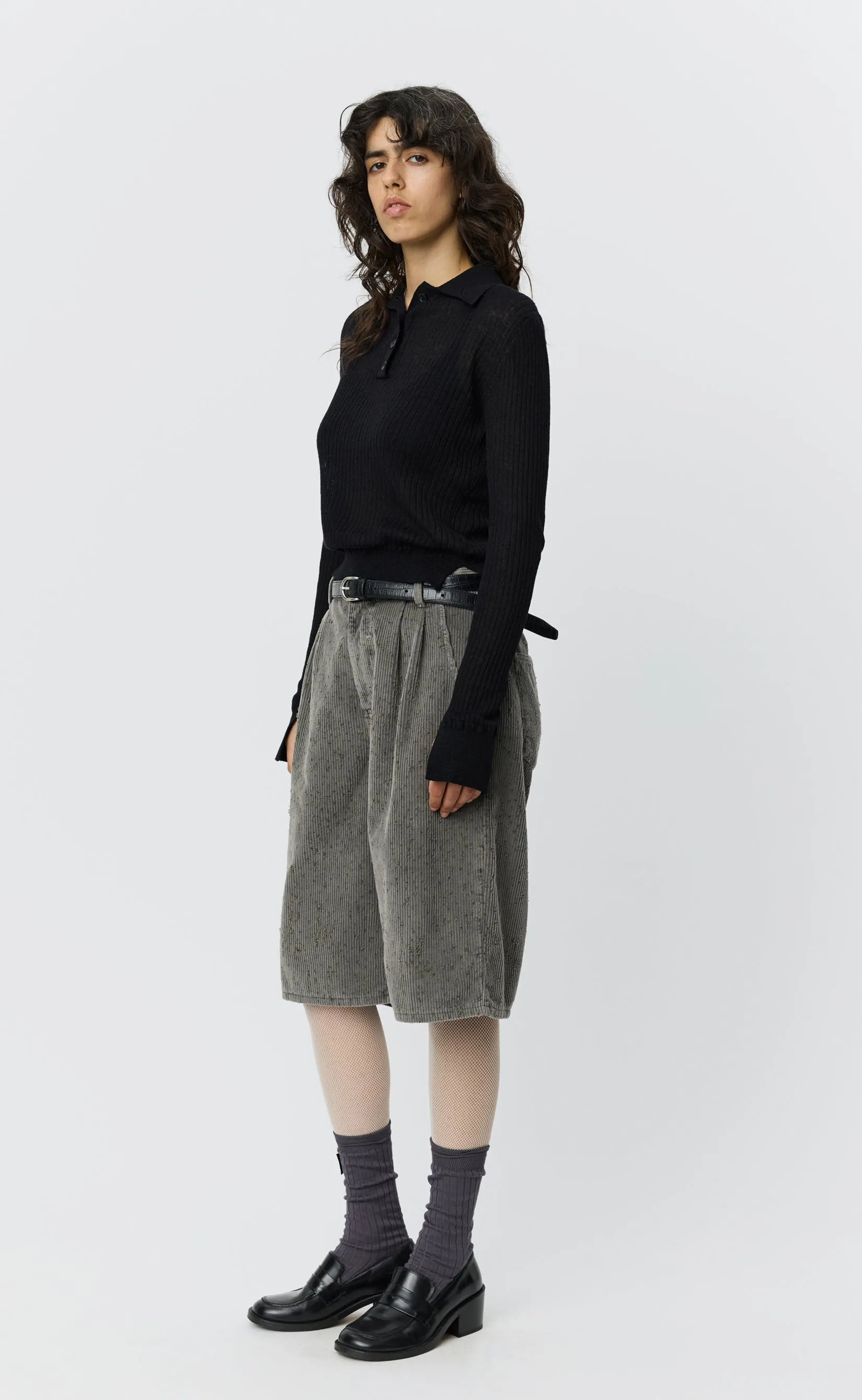 Partial Placket Polo - Black Rib sold by mfpen product image thumbnail 3