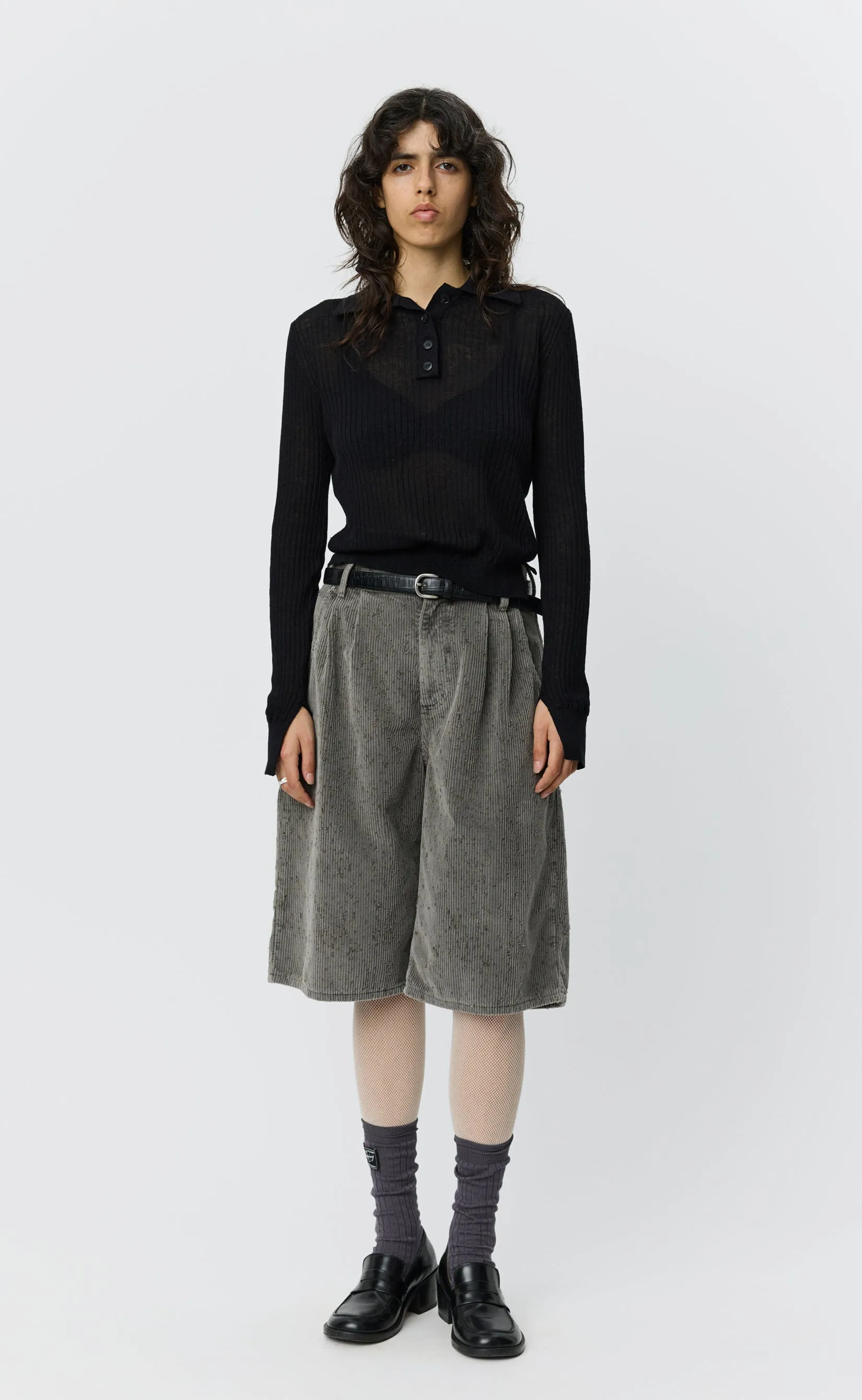 Partial Placket Polo - Black Rib sold by mfpen