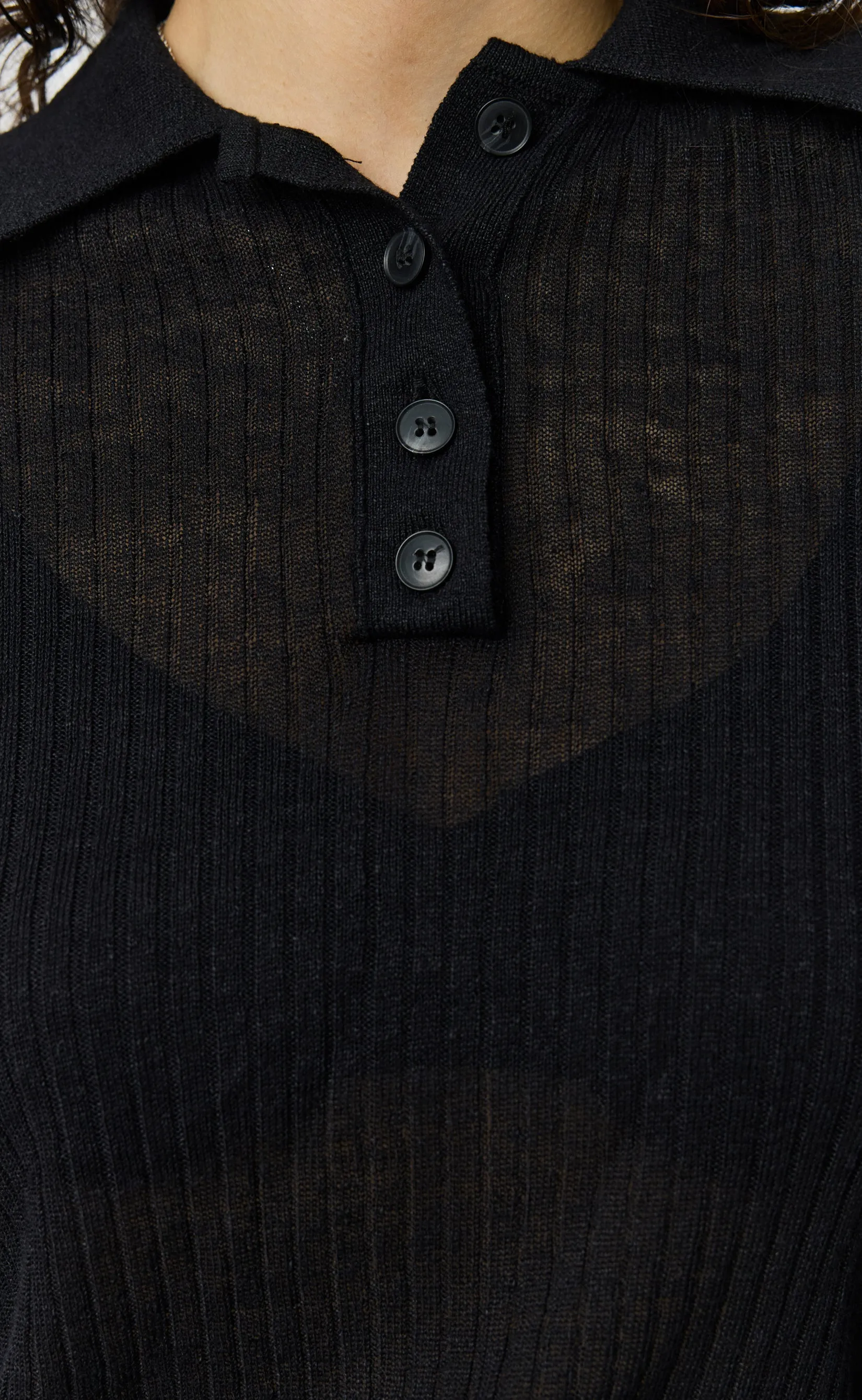 Partial Placket Polo - Black Rib sold by mfpen product image thumbnail 5