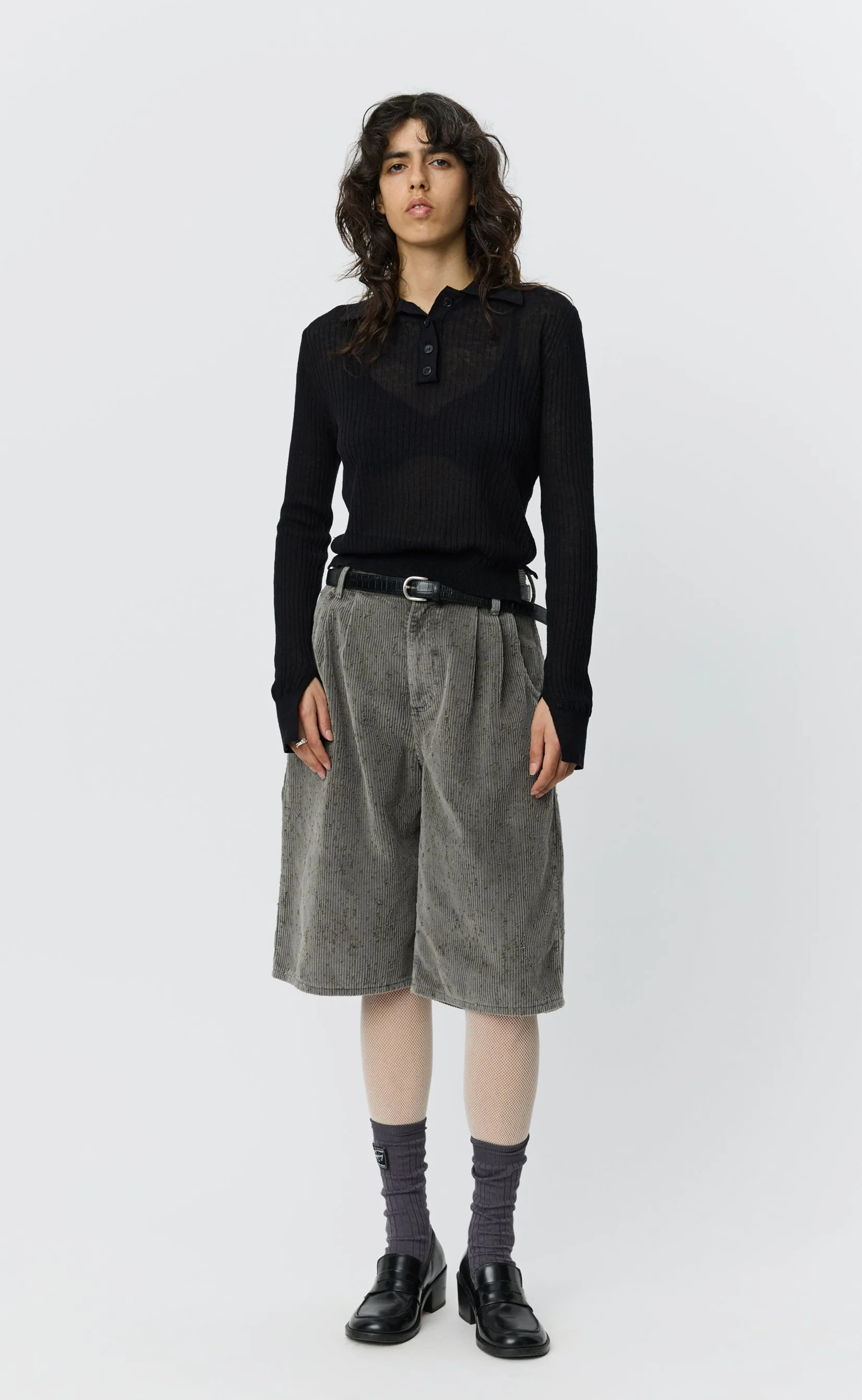 Partial Placket Polo - Black Rib sold by mfpen product image thumbnail 2