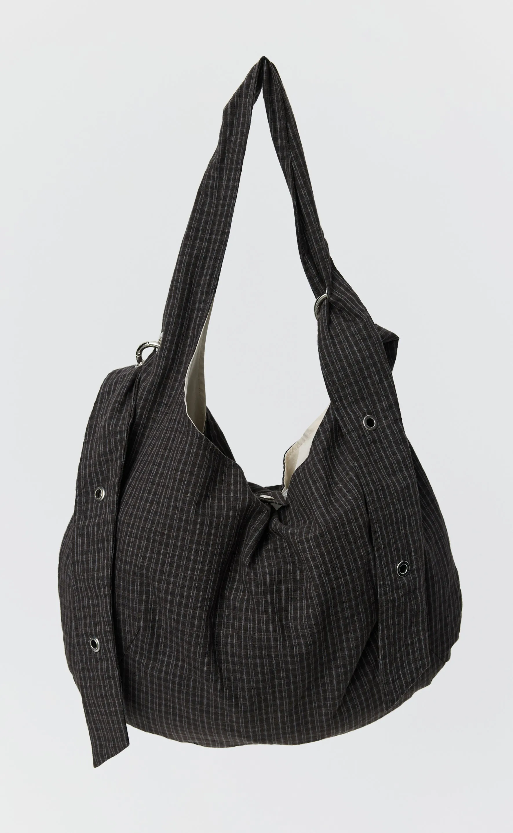 Eyelet Shoulder Bag - Dark Linen Check sold by mfpen