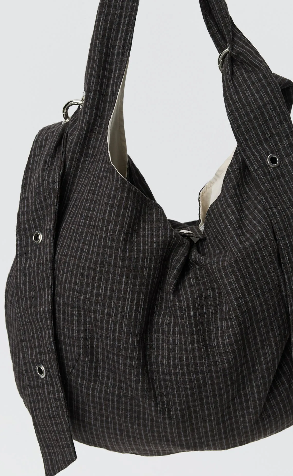 Eyelet Shoulder Bag - Dark Linen Check sold by mfpen product image thumbnail 2