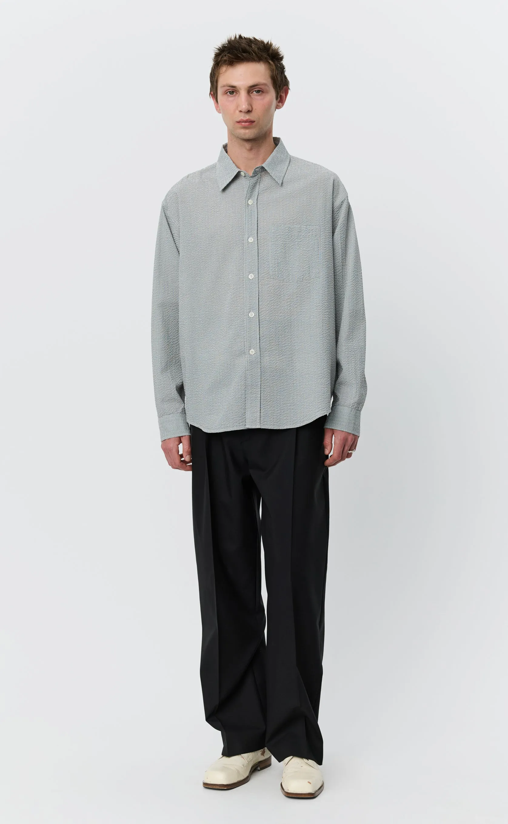 Executive Shirt - Textured Bottle Grey Check sold by mfpen