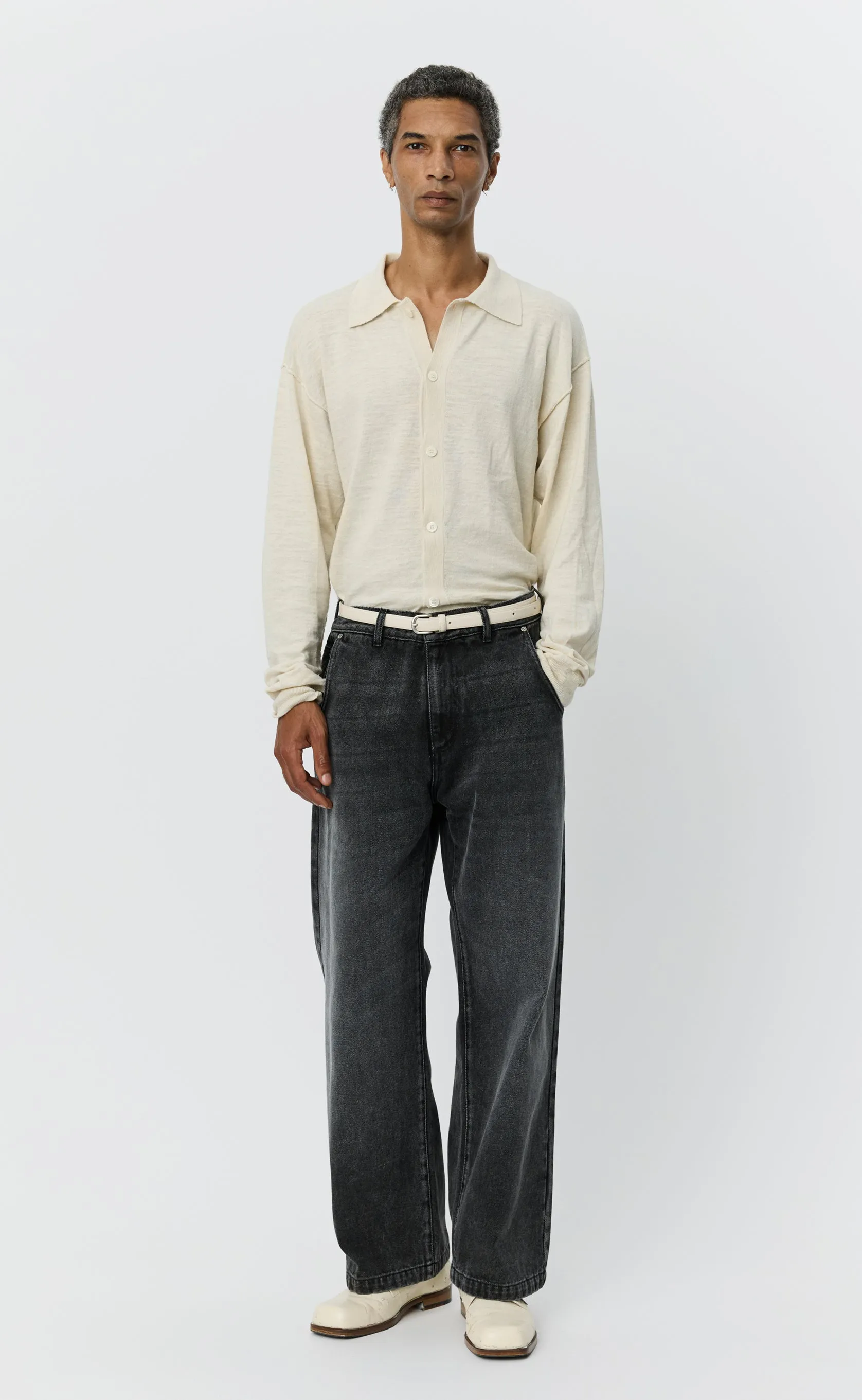 Straight Cut Jeans - Stonewashed Black sold by mfpen