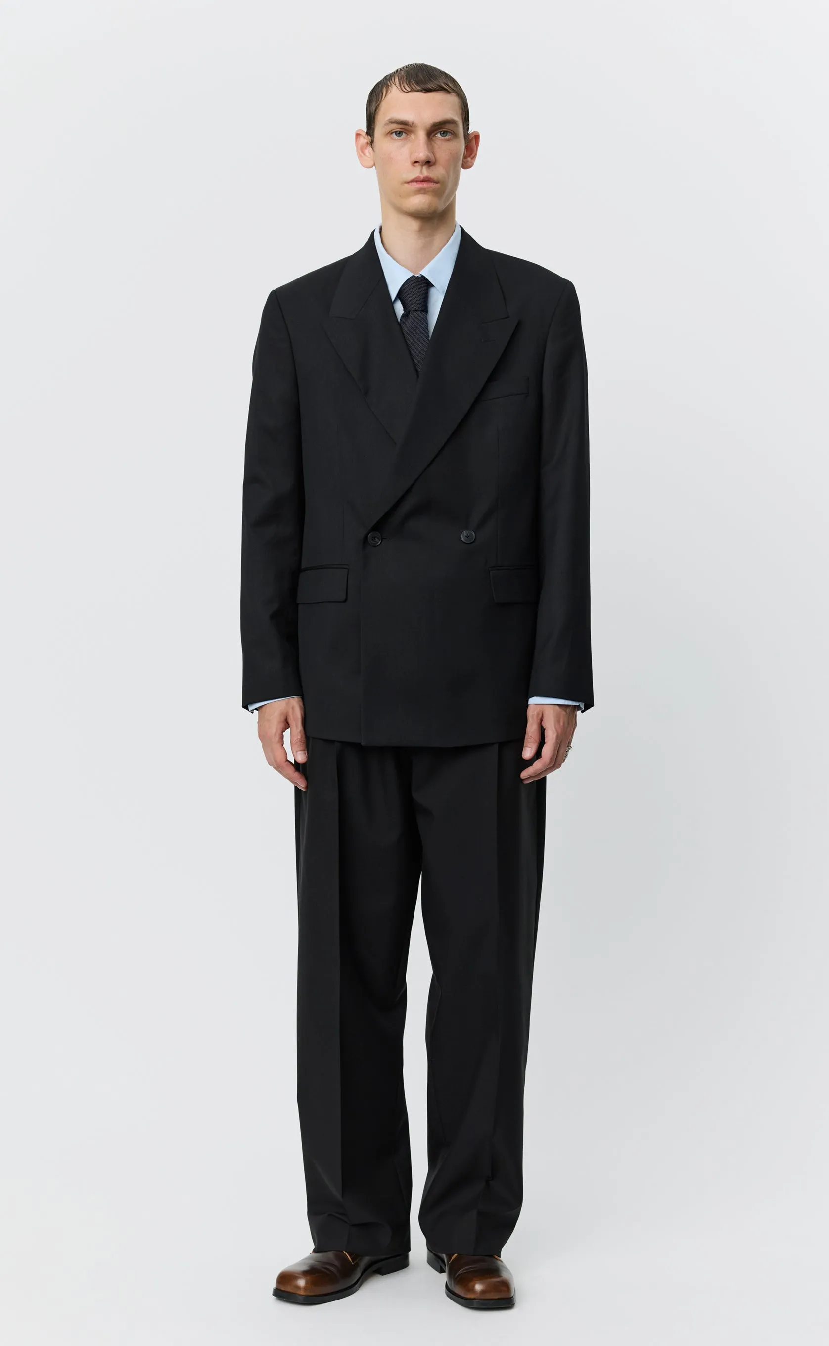 Double Breasted Blazer - Black Tropical Wool sold by mfpen