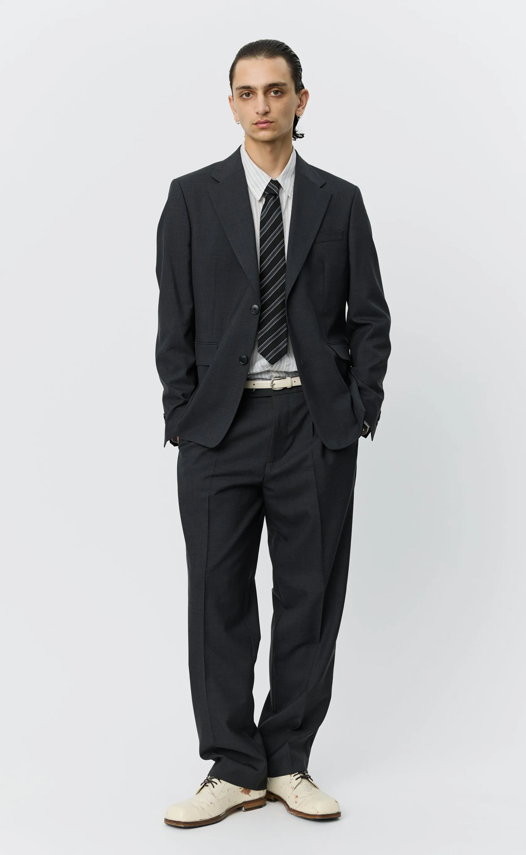 Single Breasted Blazer - Dark Grey Tropical Wool sold by mfpen product image thumbnail 5