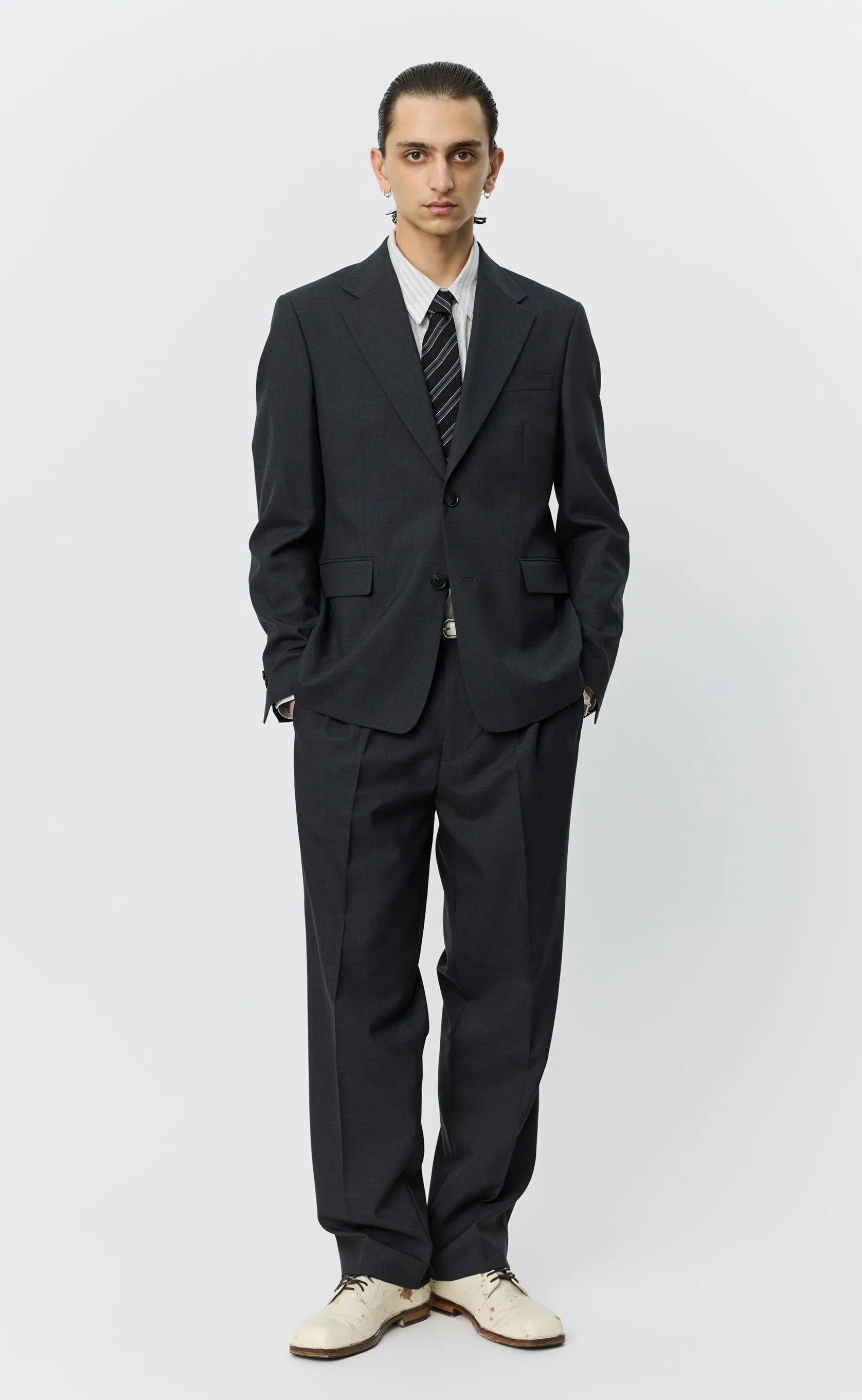 Single Breasted Blazer - Dark Grey Tropical Wool sold by mfpen product image thumbnail 2