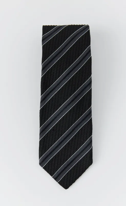 Banquet Tie - Dark Grey Retro Stripe made by mfpen