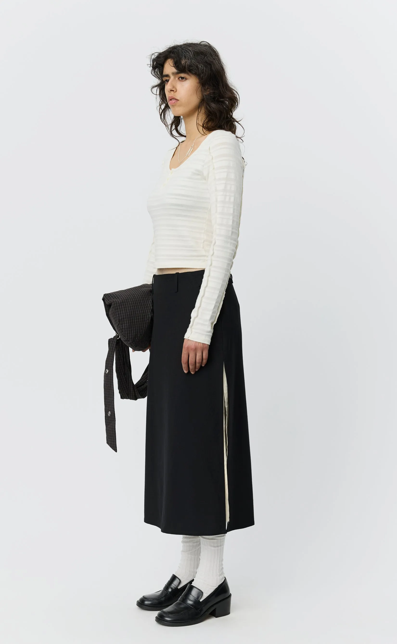 Deep Henley - Off White Stripe sold by mfpen product image thumbnail 2