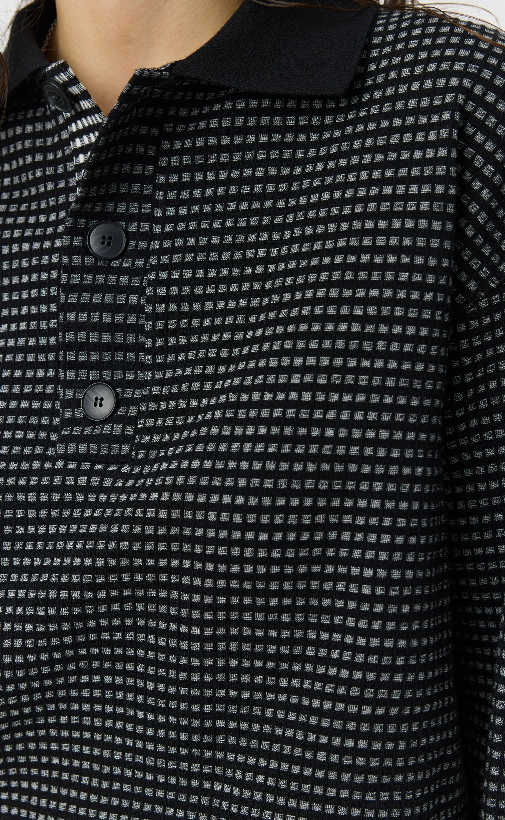 Cropped LS Polo - Black Experienced Check sold by mfpen product image thumbnail 5