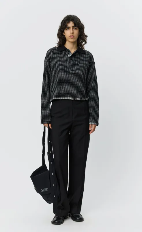 Cropped LS Polo - Black Experienced Check sold by mfpen