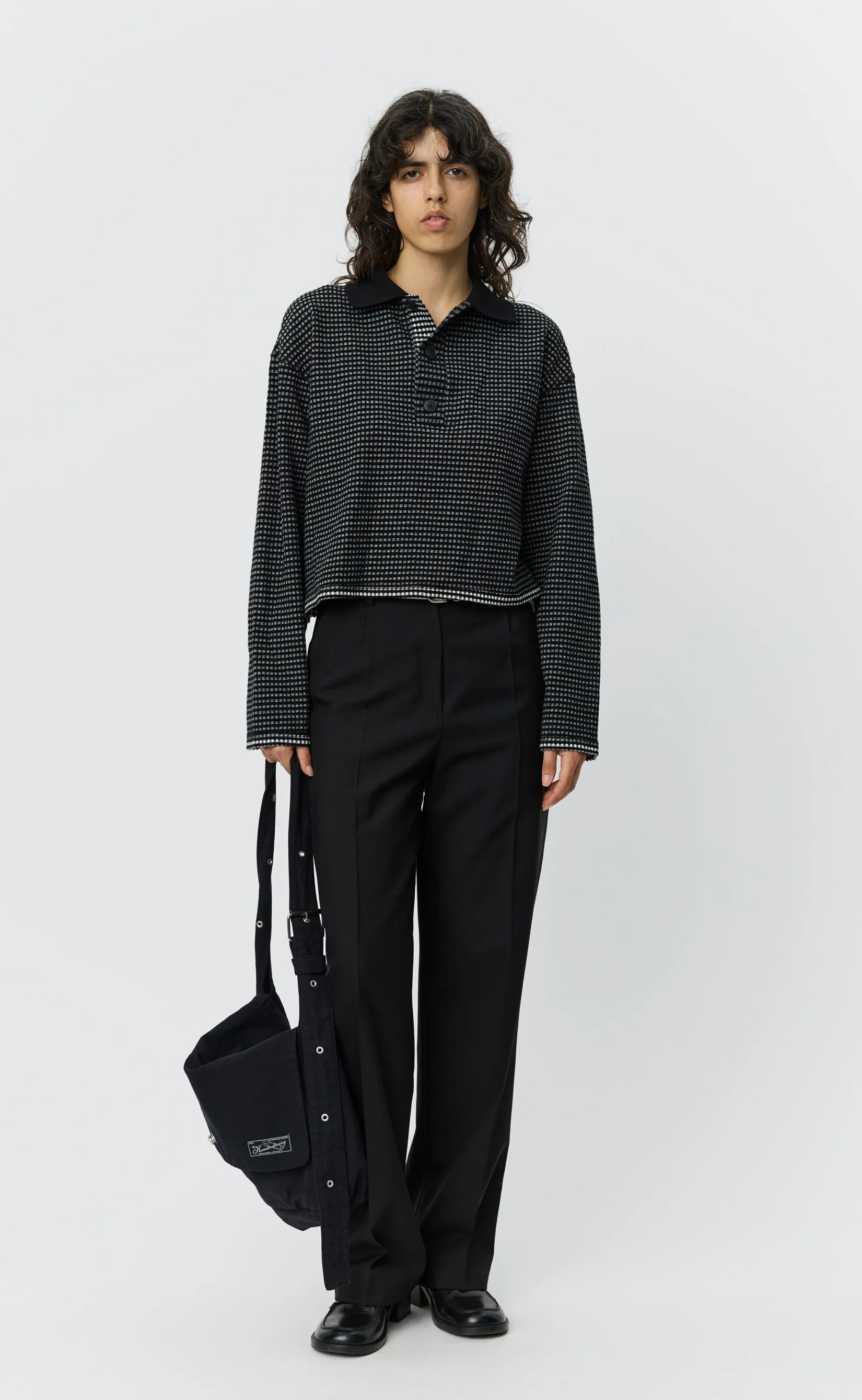 Cropped LS Polo - Black Experienced Check sold by mfpen