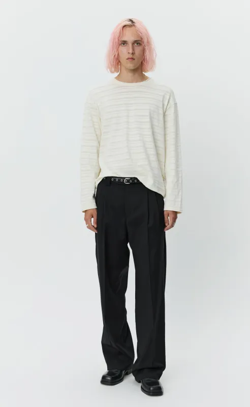 Round Neck Sweater - Off White Stripe sold by mfpen