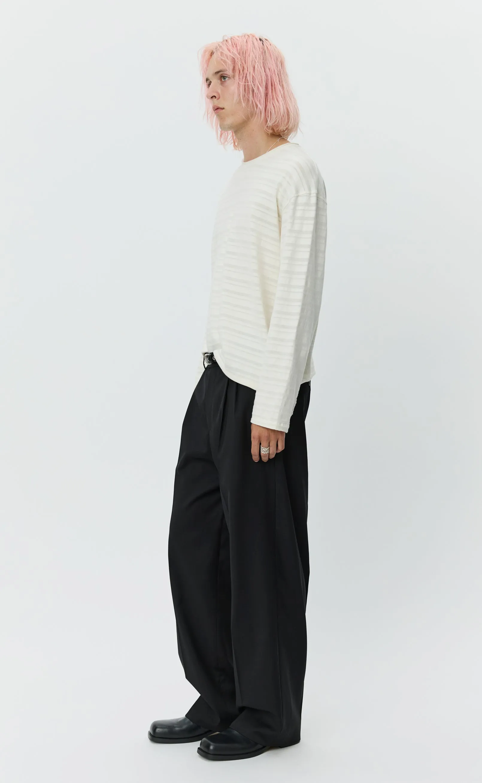 Round Neck Sweater - Off White Stripe sold by mfpen product image thumbnail 2