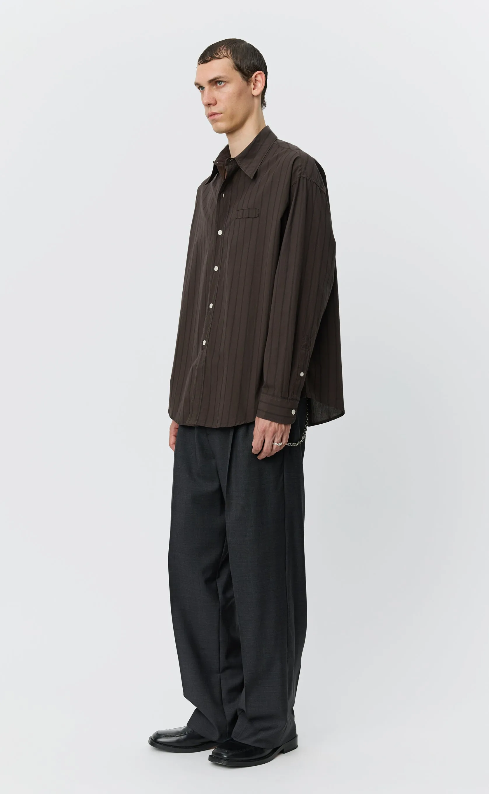 Essay Shirt - Dark Brown Triple Stripe sold by mfpen product image thumbnail 2