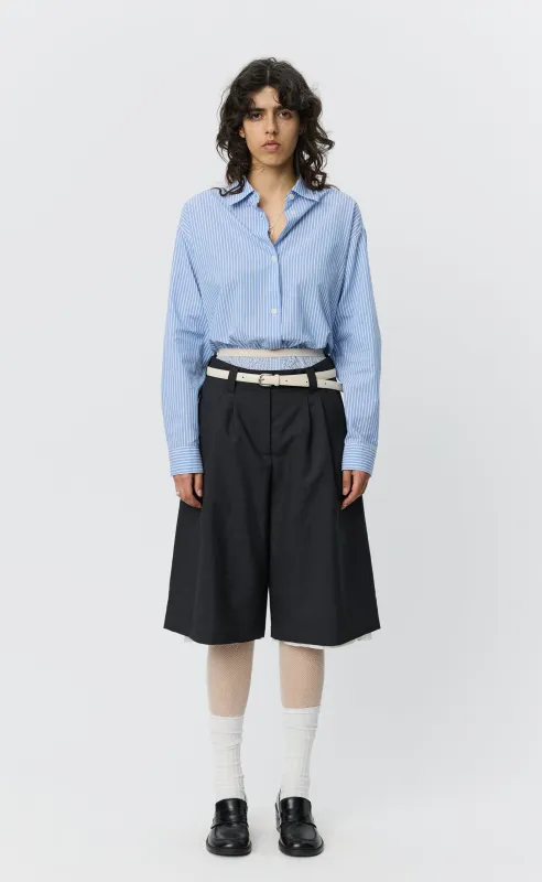 Womens Slash Shorts - Dark Grey Tropical Wool made by mfpen