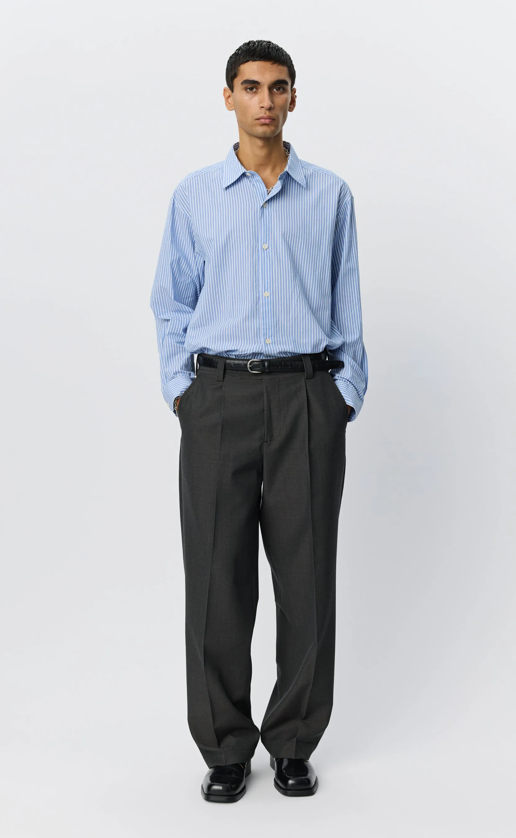 Patch Trousers - Grey Dry Wool sold by mfpen product image thumbnail 2