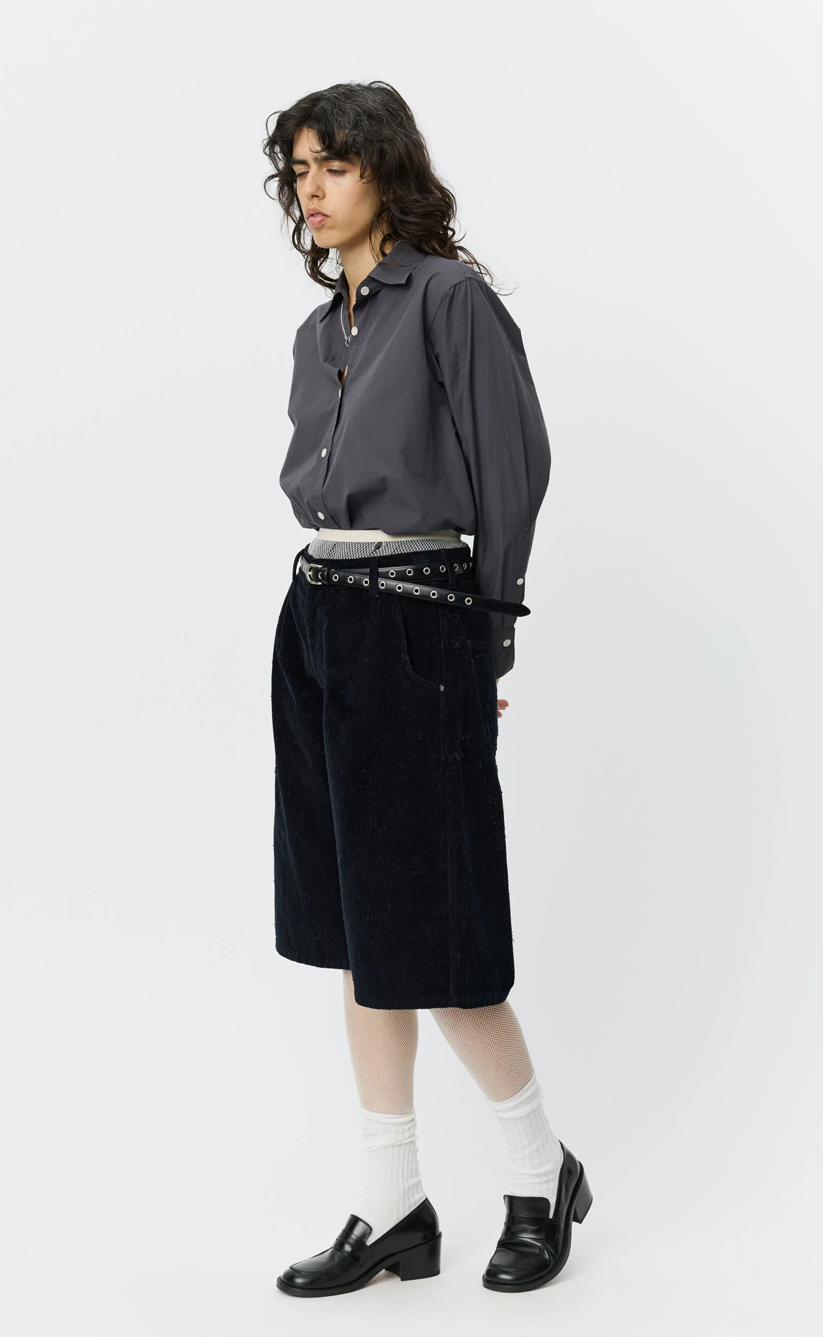 Editional Cord Shorts - Black Punch Out sold by mfpen product image thumbnail 2