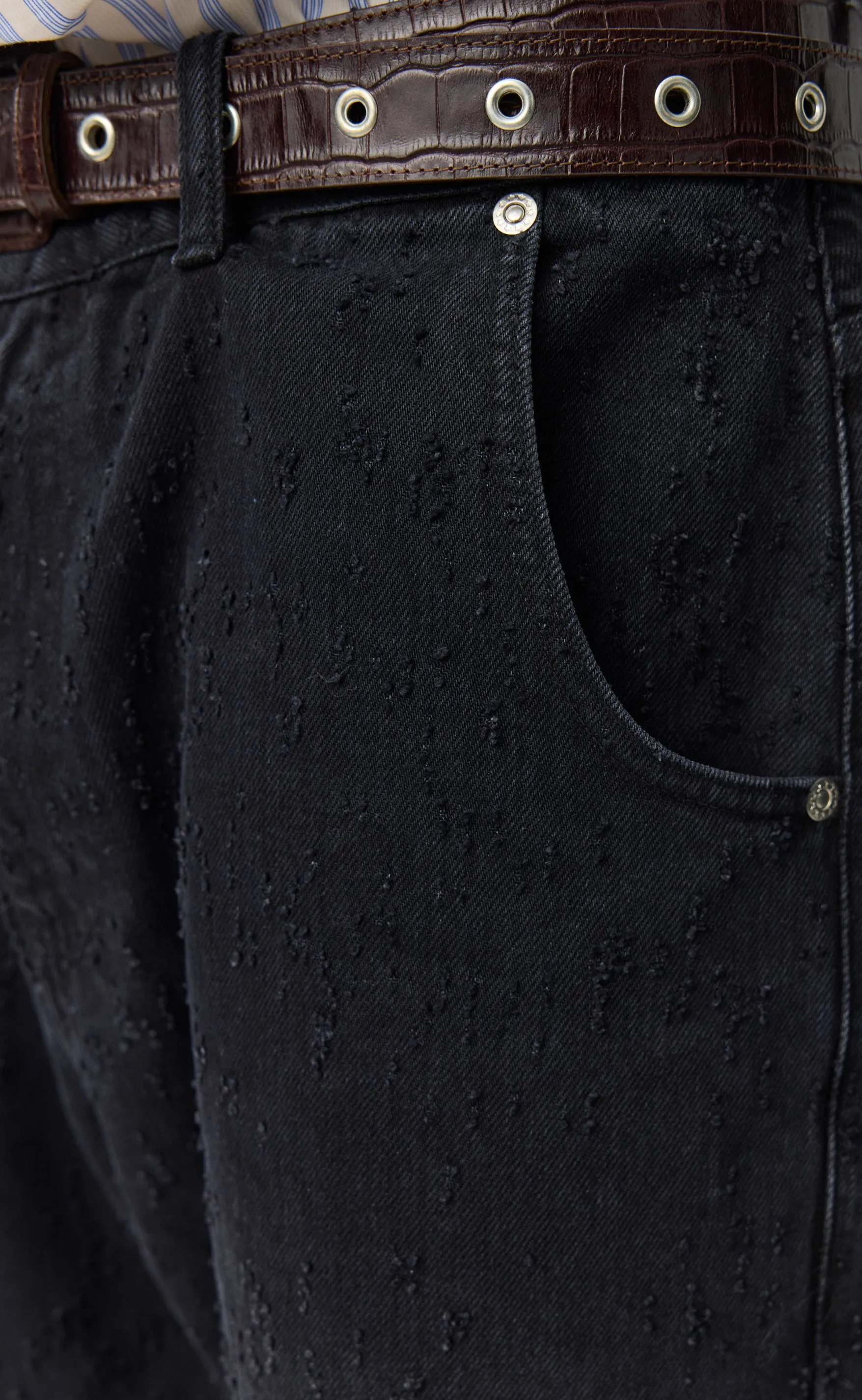 Straight Cut Jeans - Faded Black Punch Out sold by mfpen product image thumbnail 4