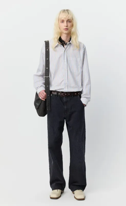Straight Cut Jeans - Faded Black Punch Out made by mfpen