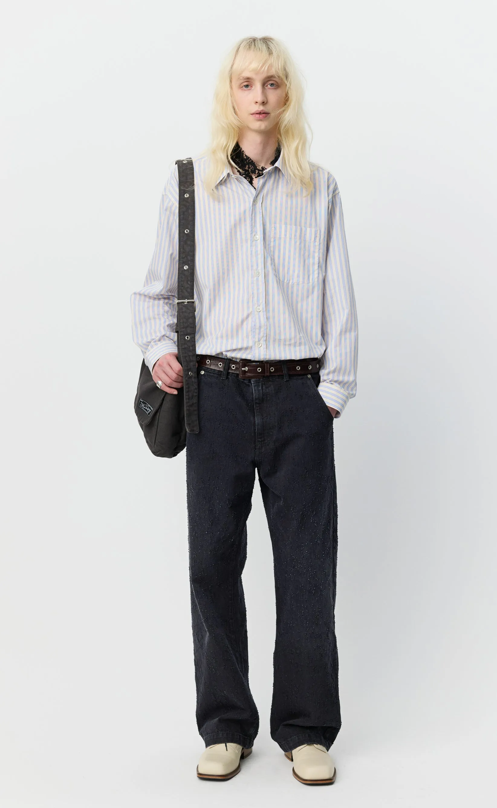 Straight Cut Jeans - Faded Black Punch Out sold by mfpen