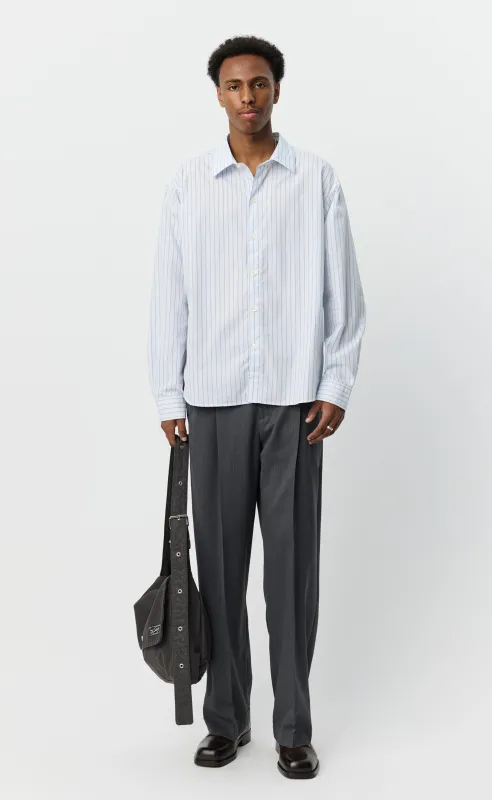 Generous Shirt - Faded Light Blue Stripe made by mfpen