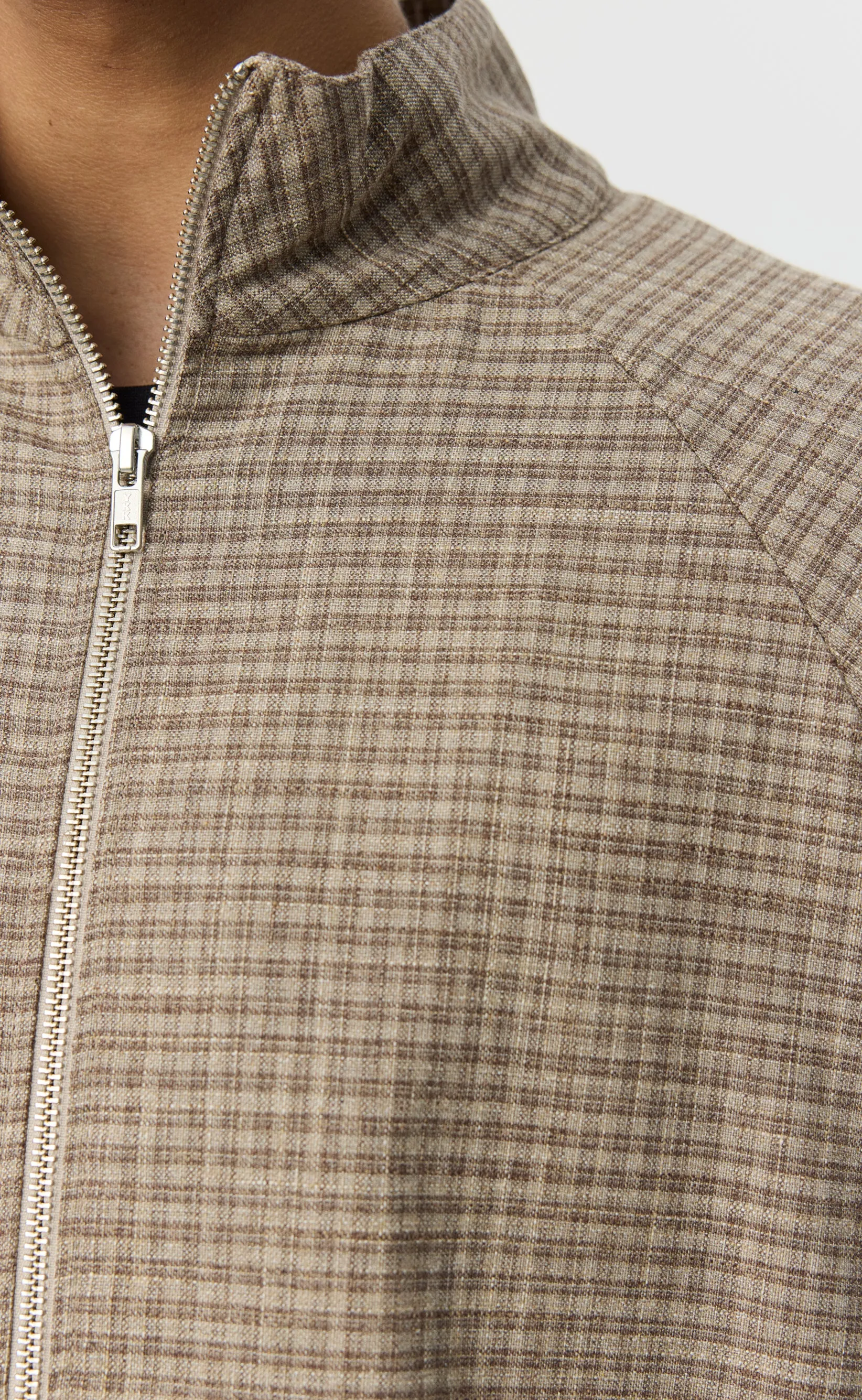 Woven Leisure Zip Up - Worn Taupe Check sold by mfpen product image thumbnail 5