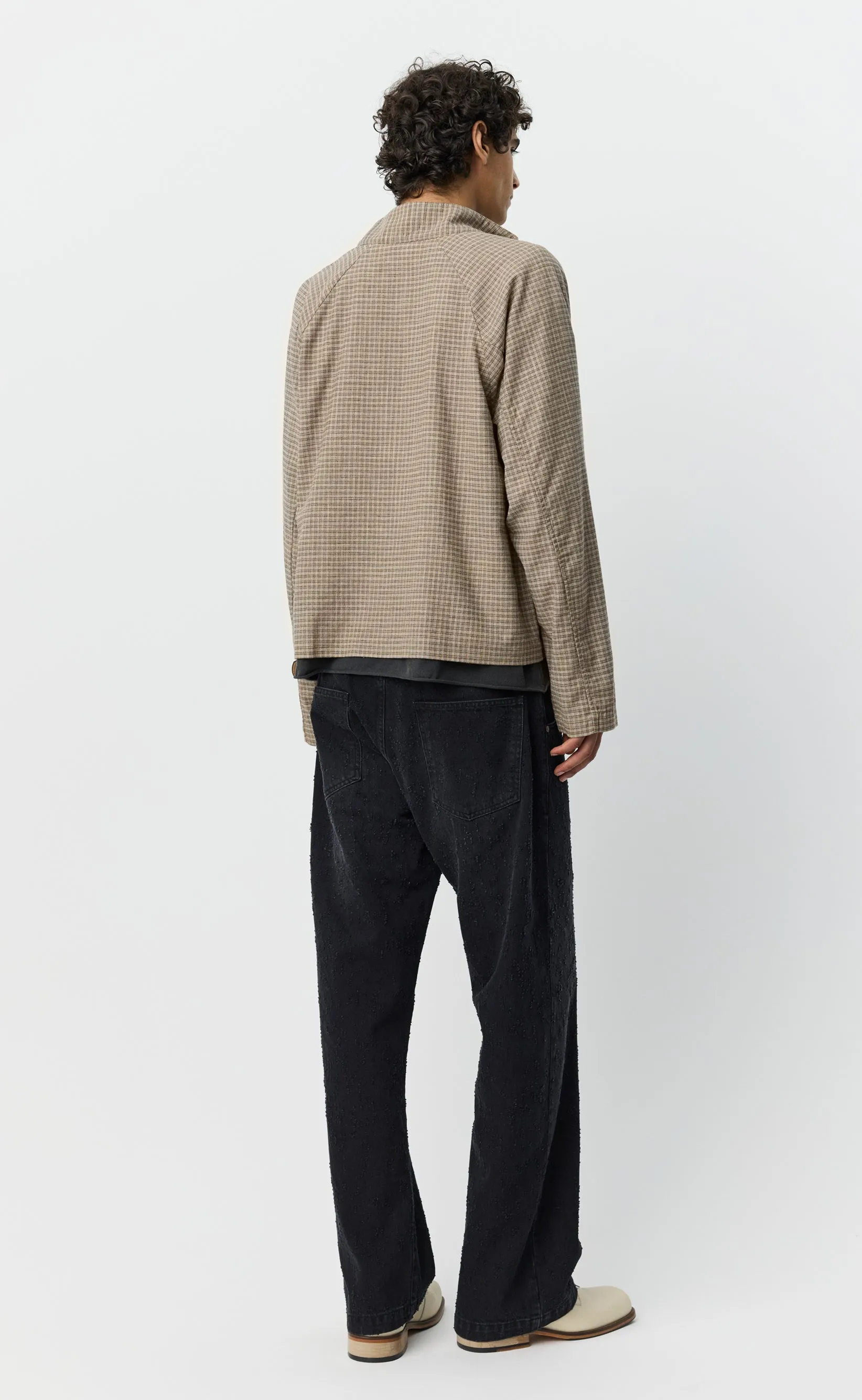 Woven Leisure Zip Up - Worn Taupe Check sold by mfpen product image thumbnail 4