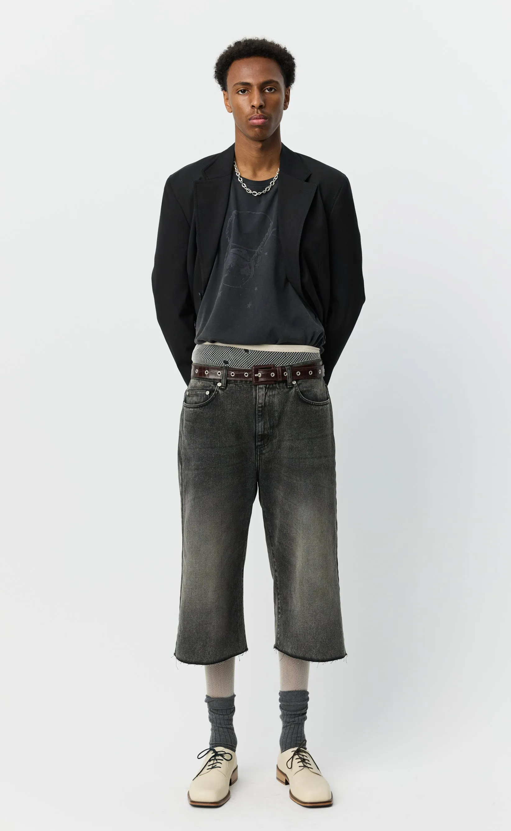 Straight Cut Capri Jeans - Stonewashed Black sold by mfpen