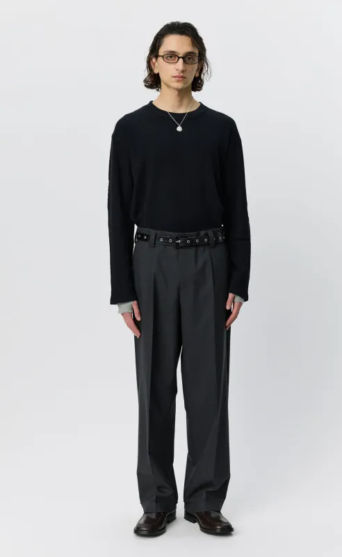 Patch Trousers - Dark Grey Dry Wool made by mfpen