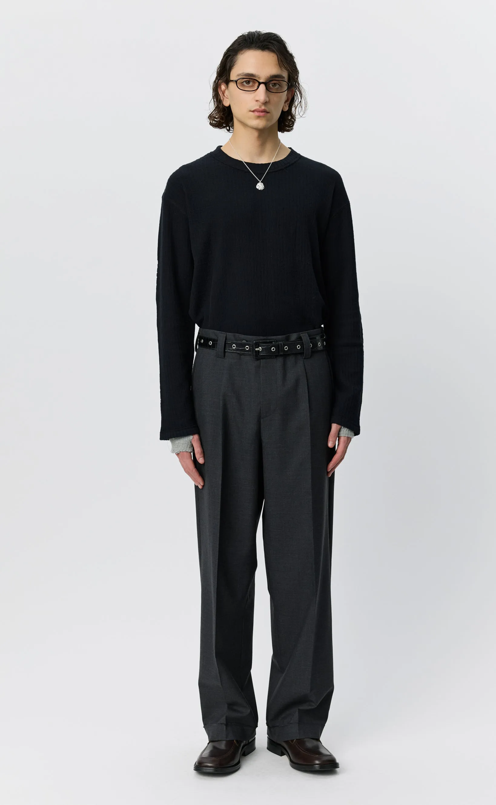 Patch Trousers - Dark Grey Dry Wool sold by mfpen