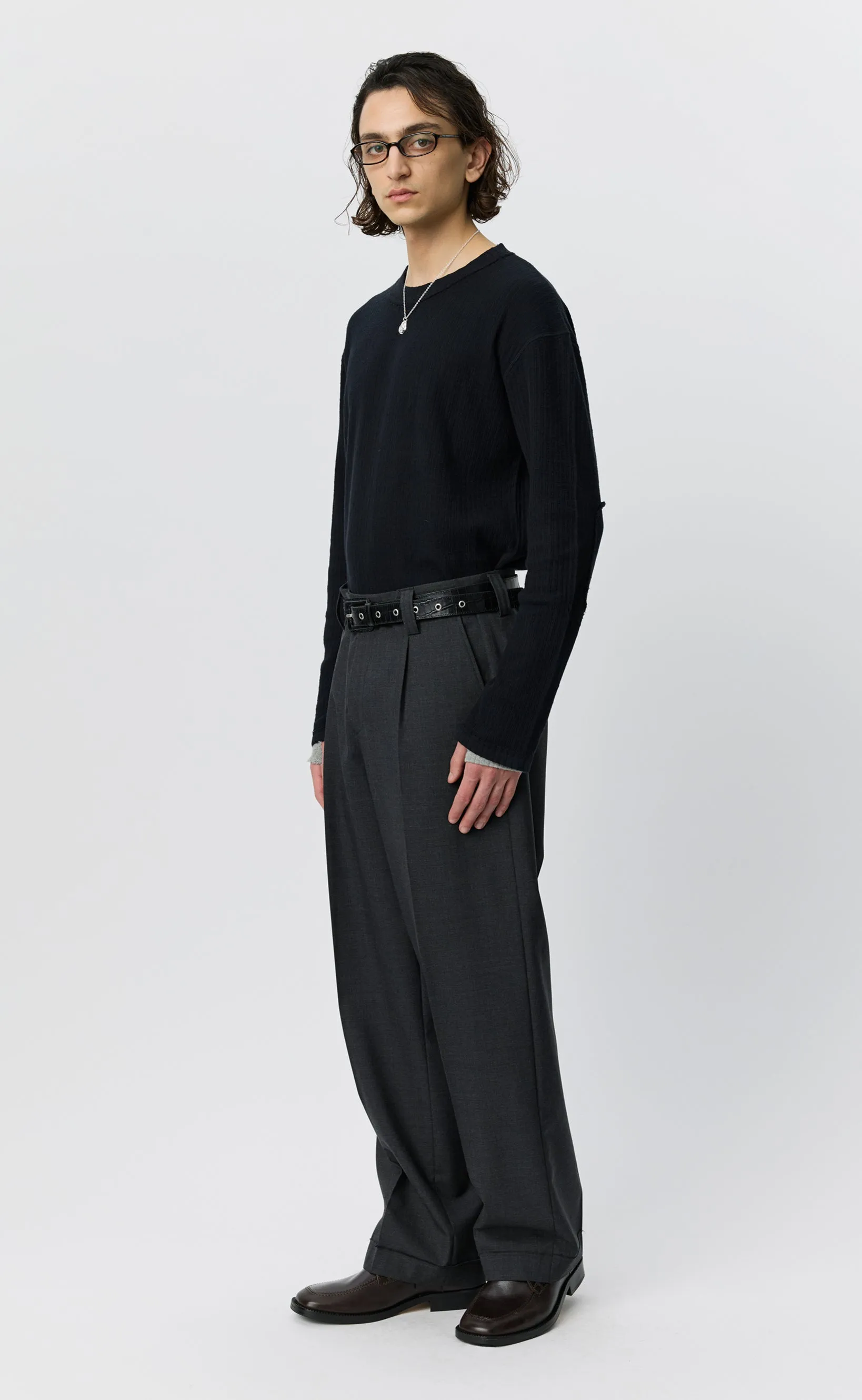 Patch Trousers - Dark Grey Dry Wool sold by mfpen product image thumbnail 3