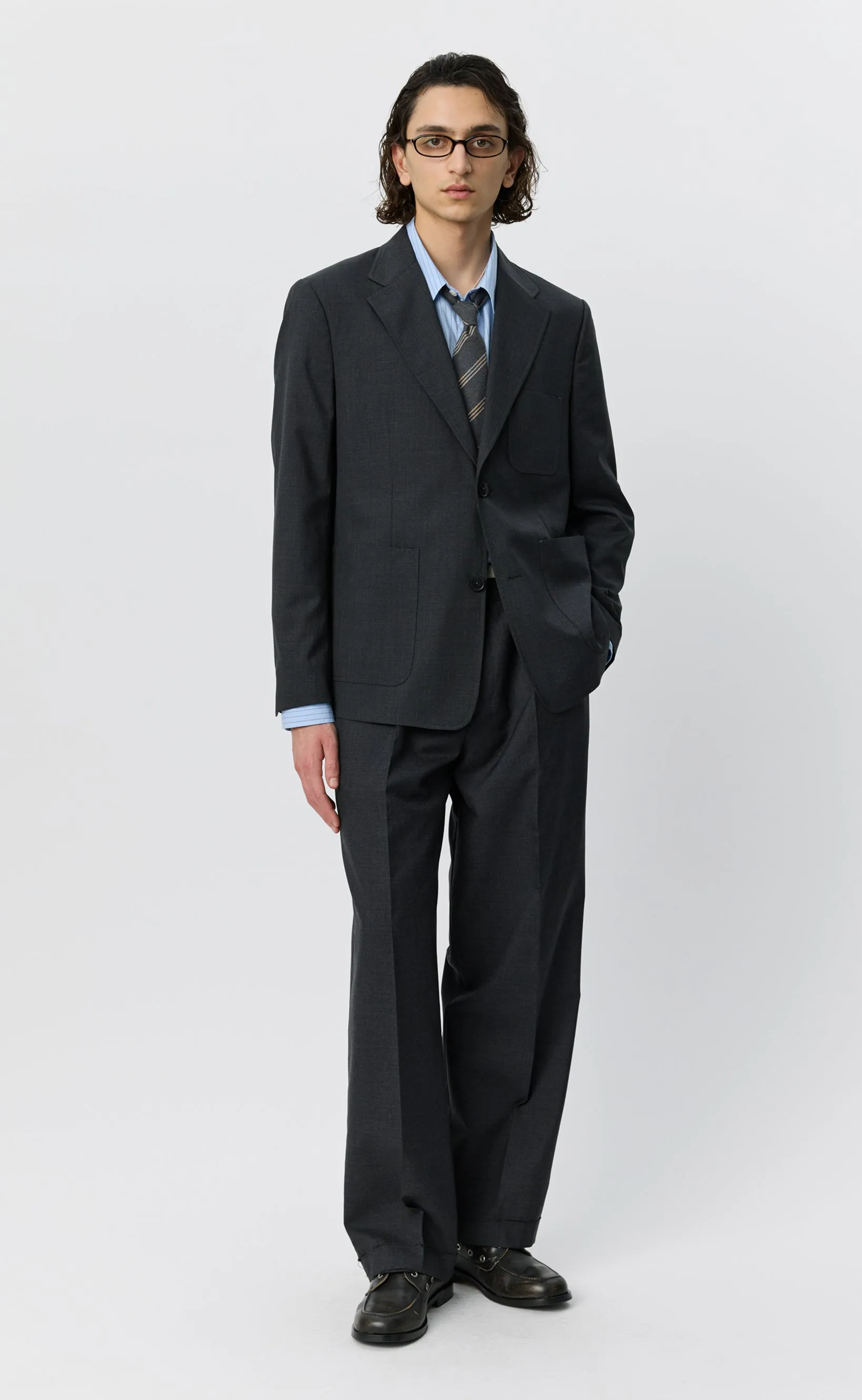 Patch Pocket Blazer - Dark Grey Dry Wool sold by mfpen product image thumbnail 2