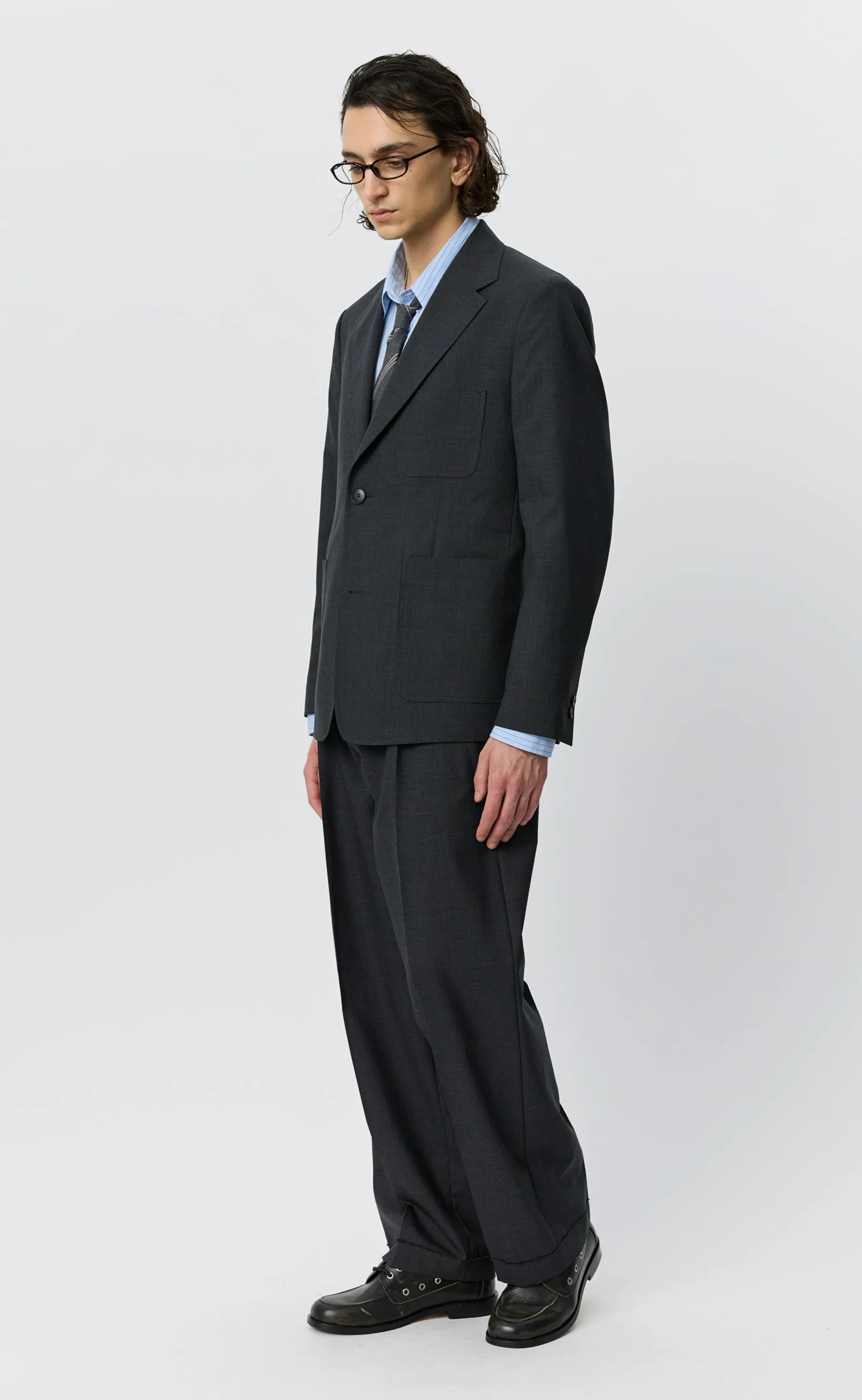 Patch Pocket Blazer - Dark Grey Dry Wool sold by mfpen product image thumbnail 3