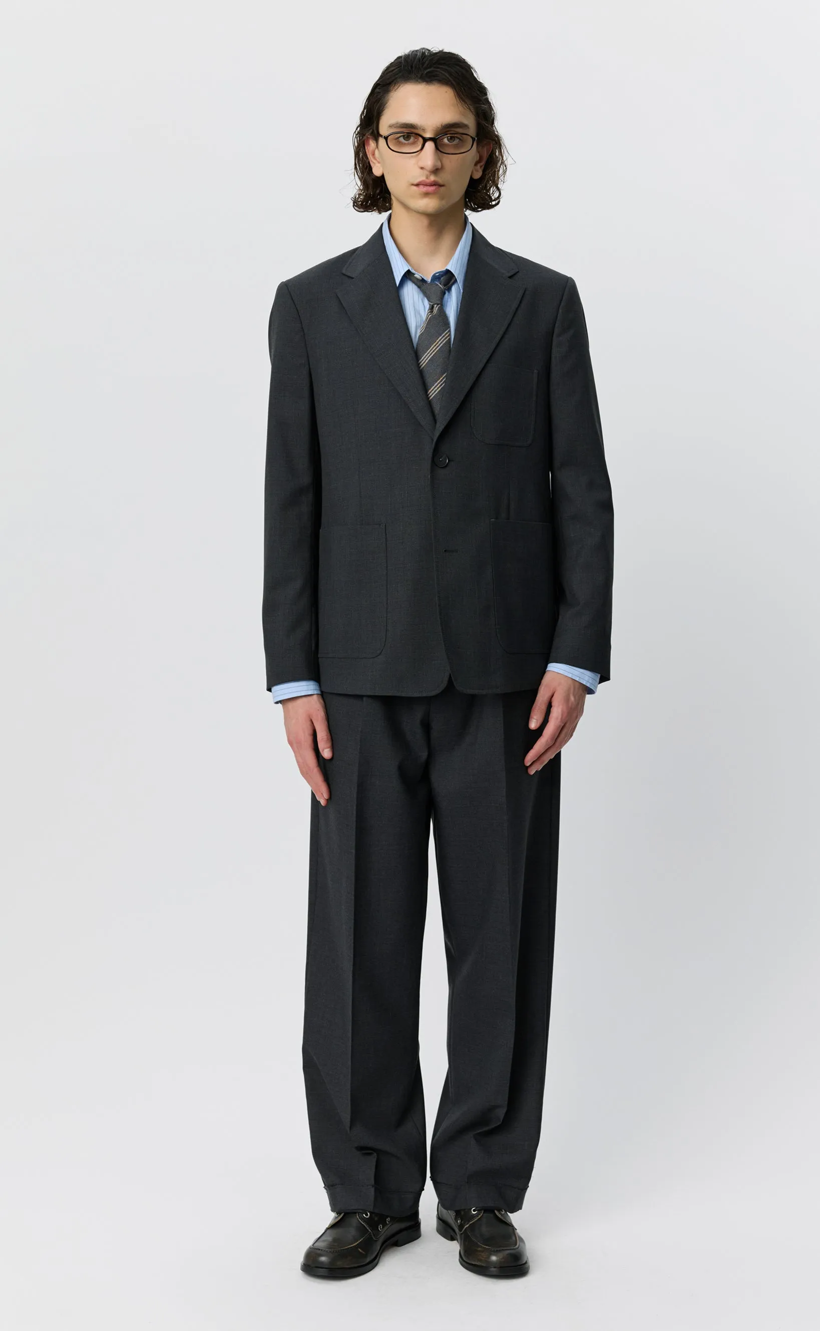 Patch Pocket Blazer - Dark Grey Dry Wool sold by mfpen