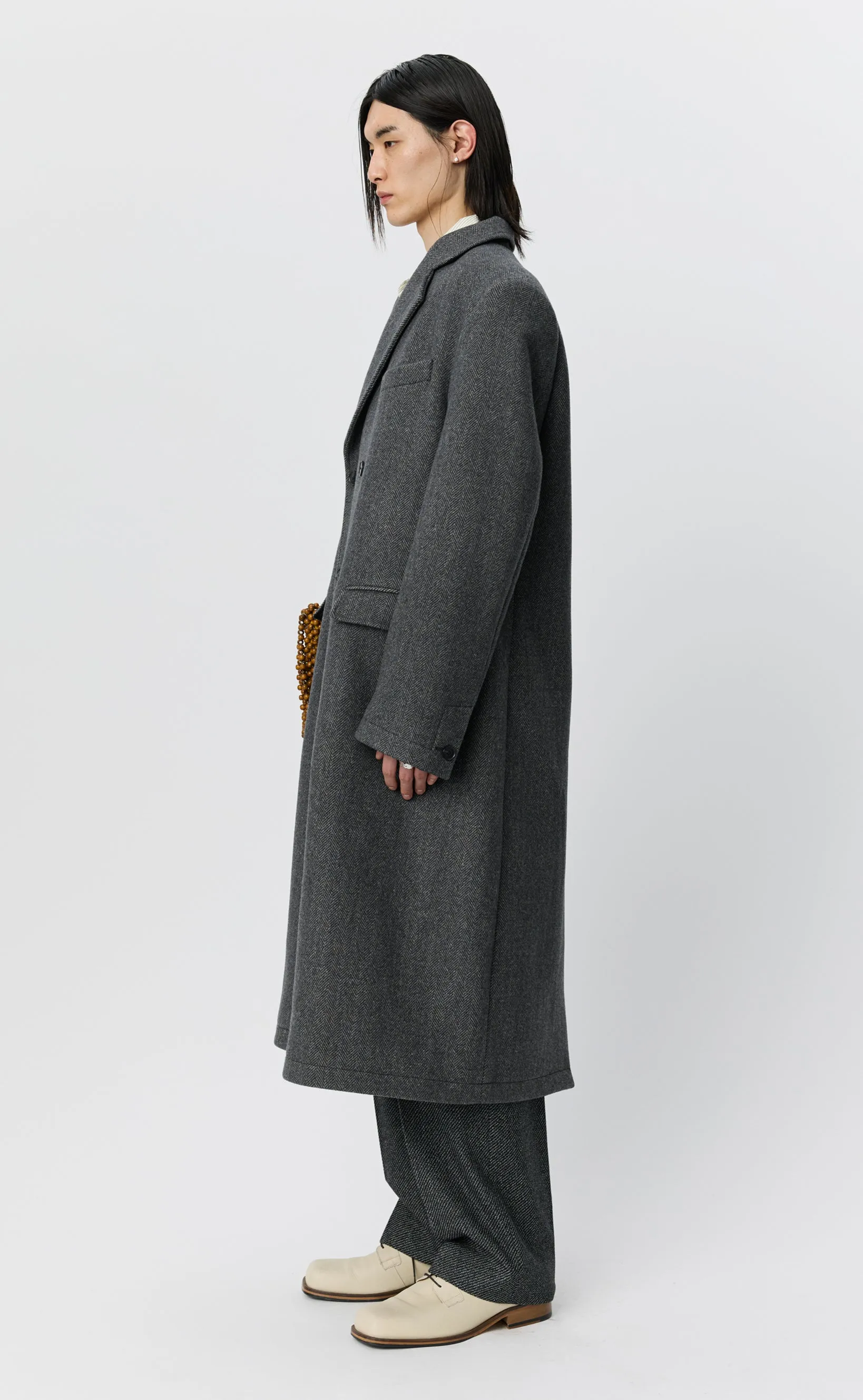 Conference Coat - Grey Herringbone Recycled Wool sold by mfpen product image thumbnail 4