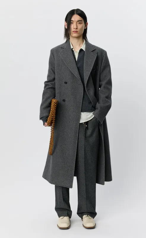 Conference Coat - Grey Herringbone Recycled Wool made by mfpen