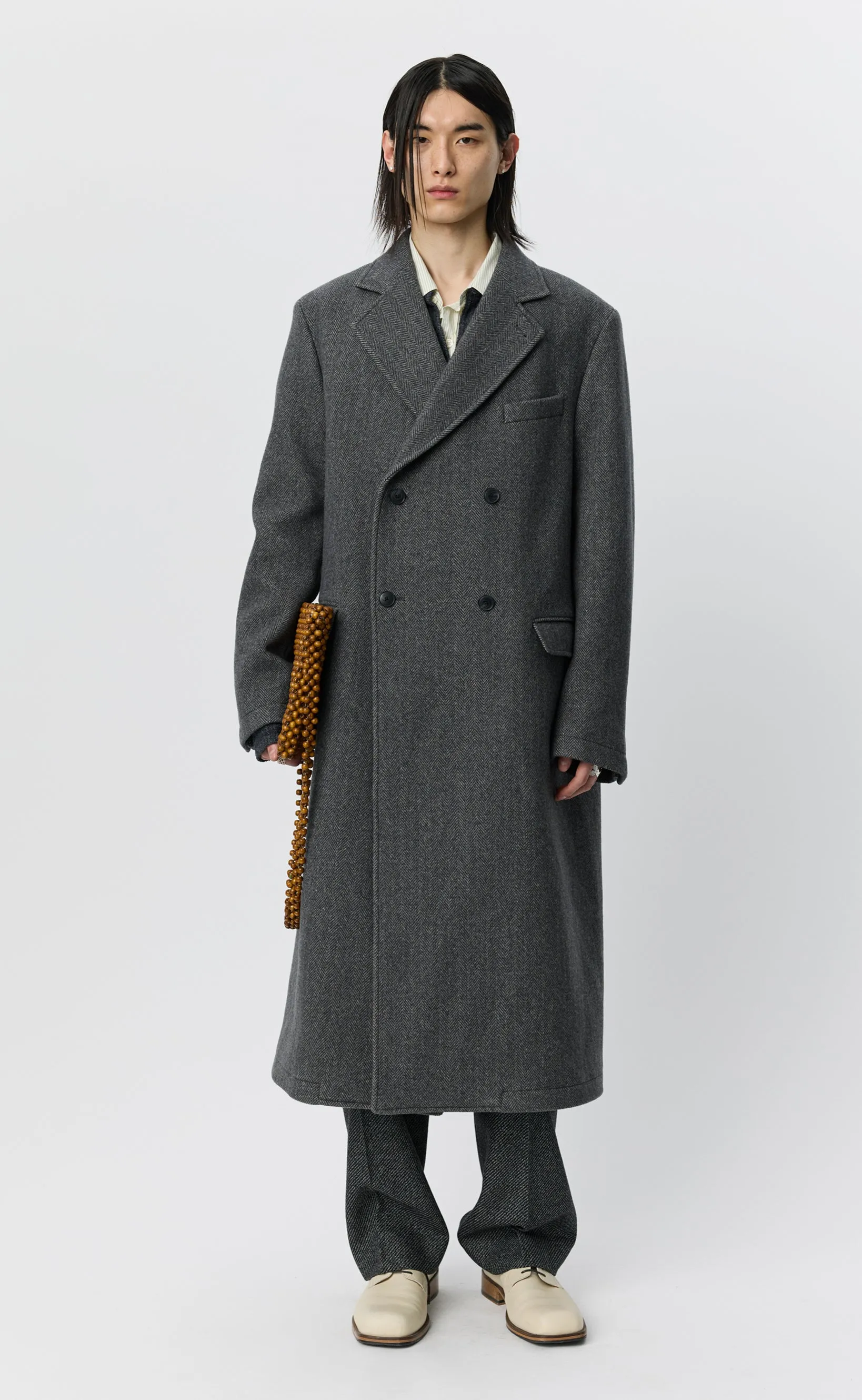 Conference Coat - Grey Herringbone Recycled Wool sold by mfpen product image thumbnail 2