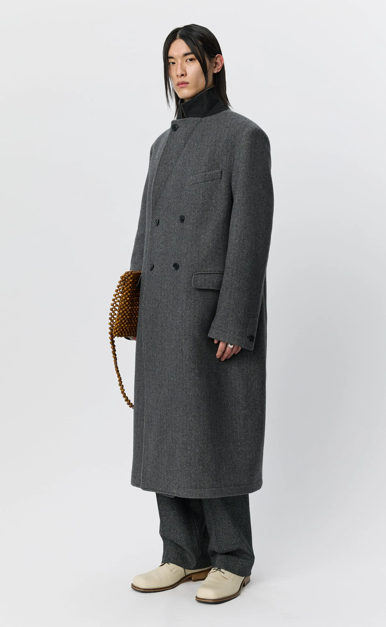 Conference Coat - Grey Herringbone Recycled Wool sold by mfpen product image thumbnail 3