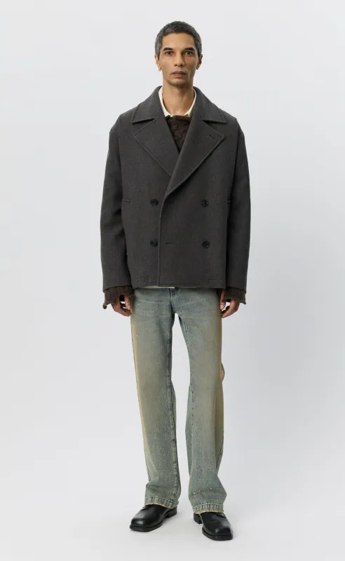 Sentence Peacoat - Ash Brown Recycled Wool made by mfpen