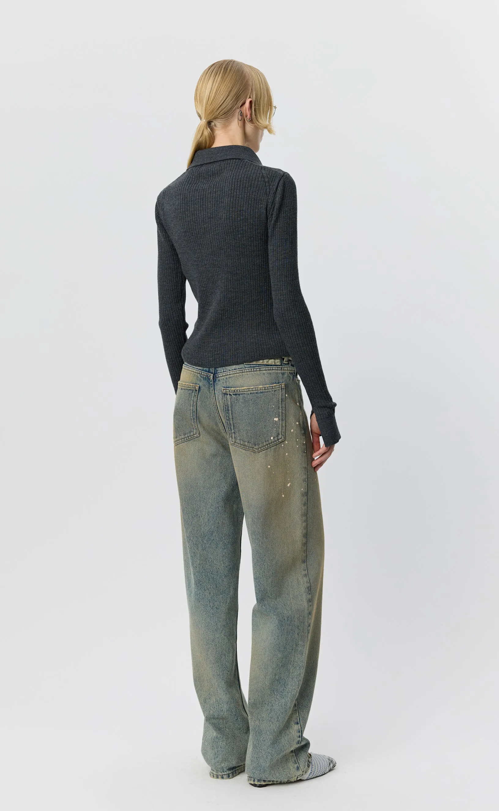 Knitted Rib Shirt - Dark Grey Melange sold by mfpen product image thumbnail 3