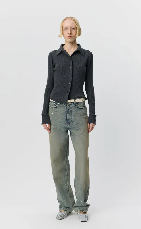 Knitted Rib Shirt - Dark Grey Melange made by mfpen