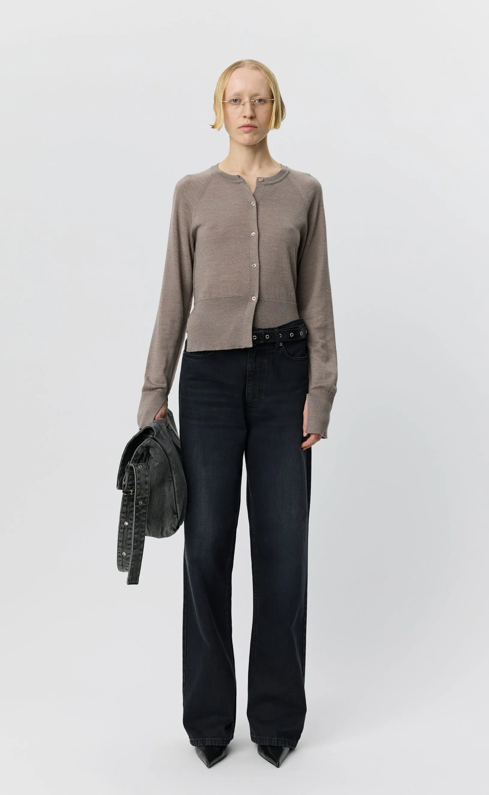 Appointment Cardigan - Taupe Silk Wool sold by mfpen