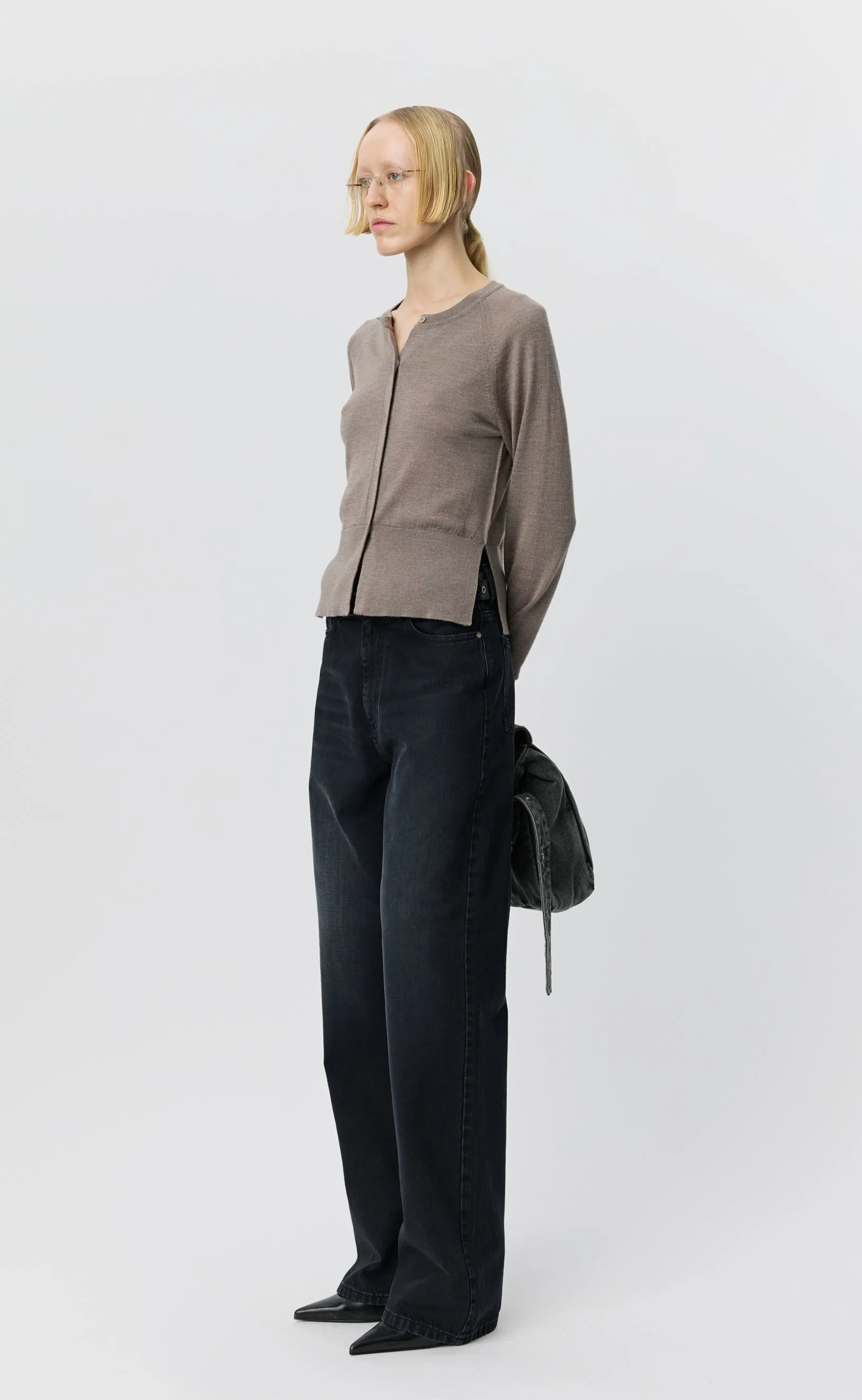 Appointment Cardigan - Taupe Silk Wool sold by mfpen product image thumbnail 2