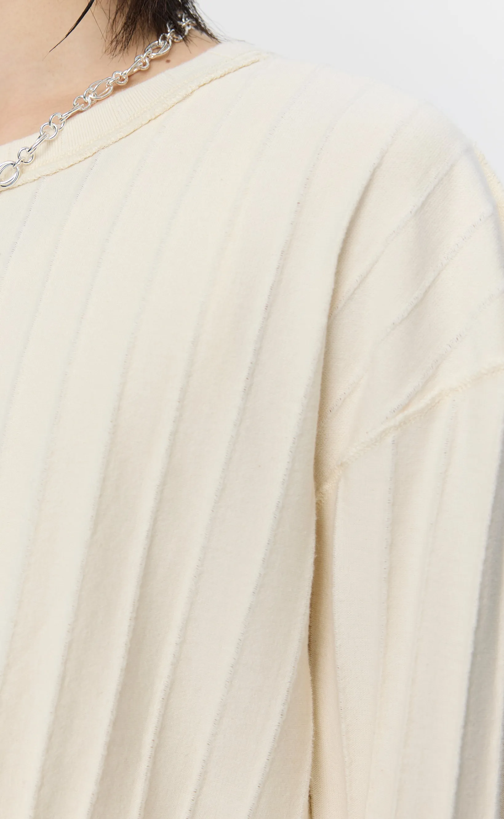 Round Neck Sweater - Ecru Inverted Ajour Stripe sold by mfpen product image thumbnail 4