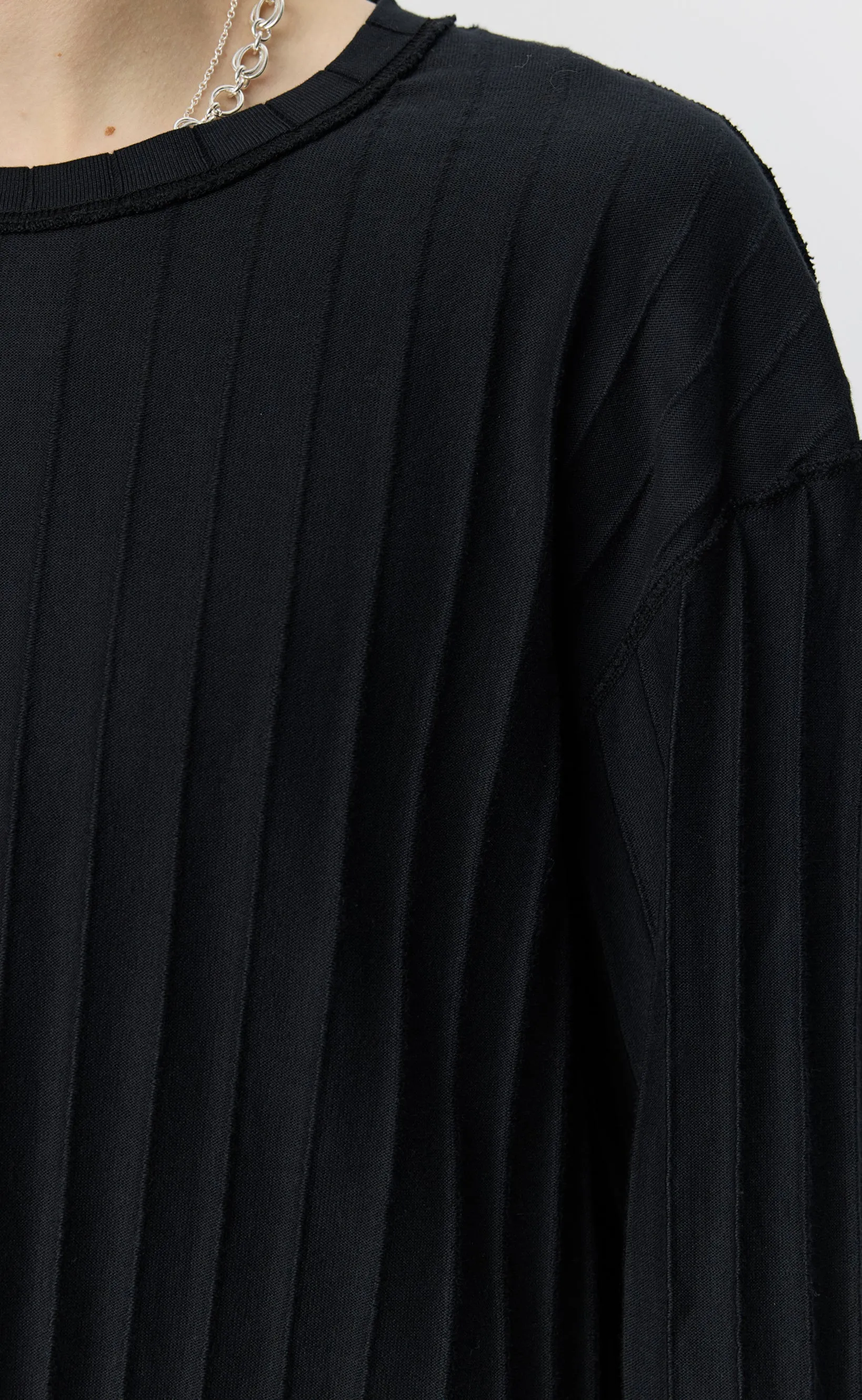 Round Neck Sweater - Black Inverted Ajour Stripe sold by mfpen product image thumbnail 4