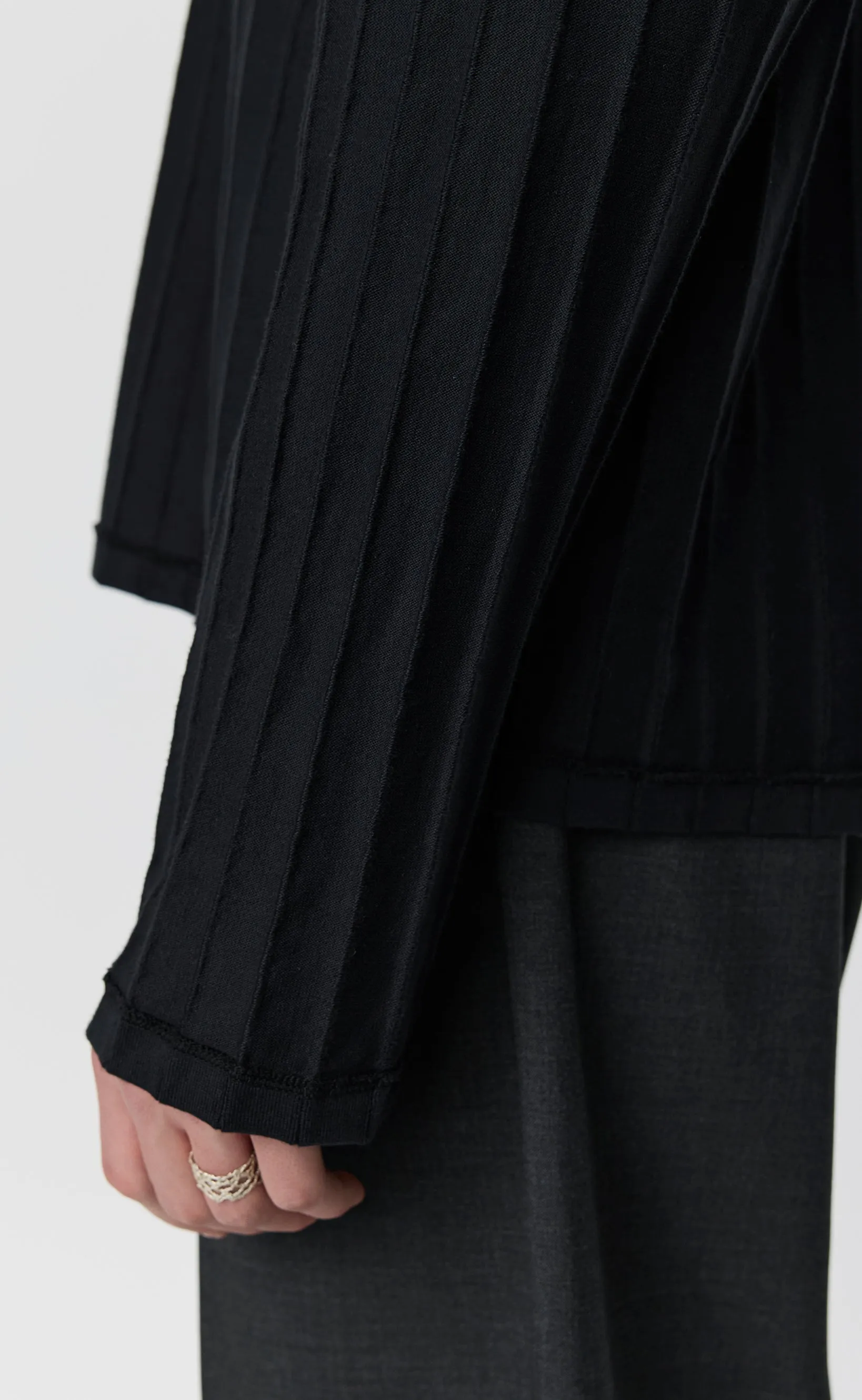 Round Neck Sweater - Black Inverted Ajour Stripe sold by mfpen product image thumbnail 5