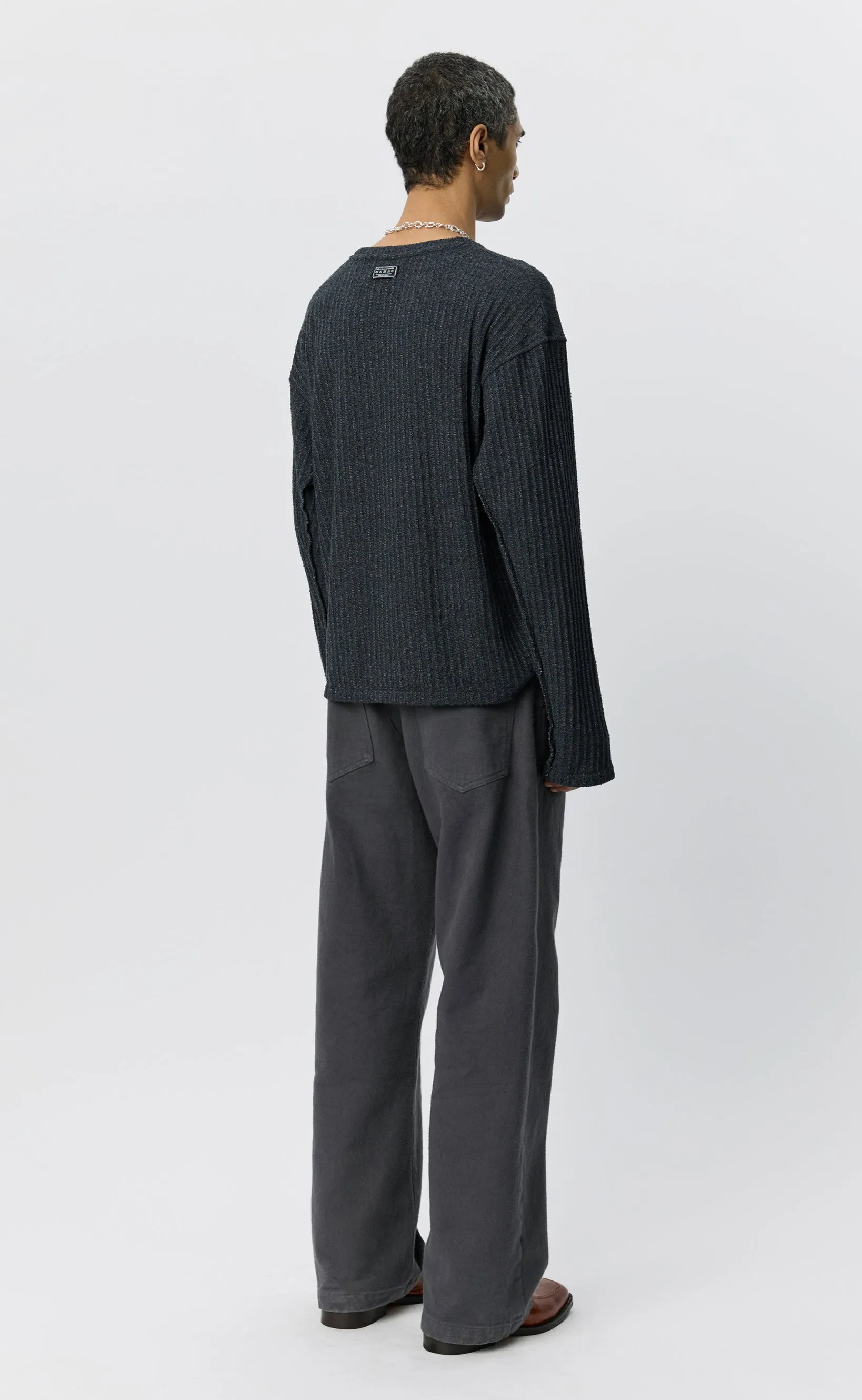 Round Neck Sweater - Grey Bouclé Rib sold by mfpen product image thumbnail 3