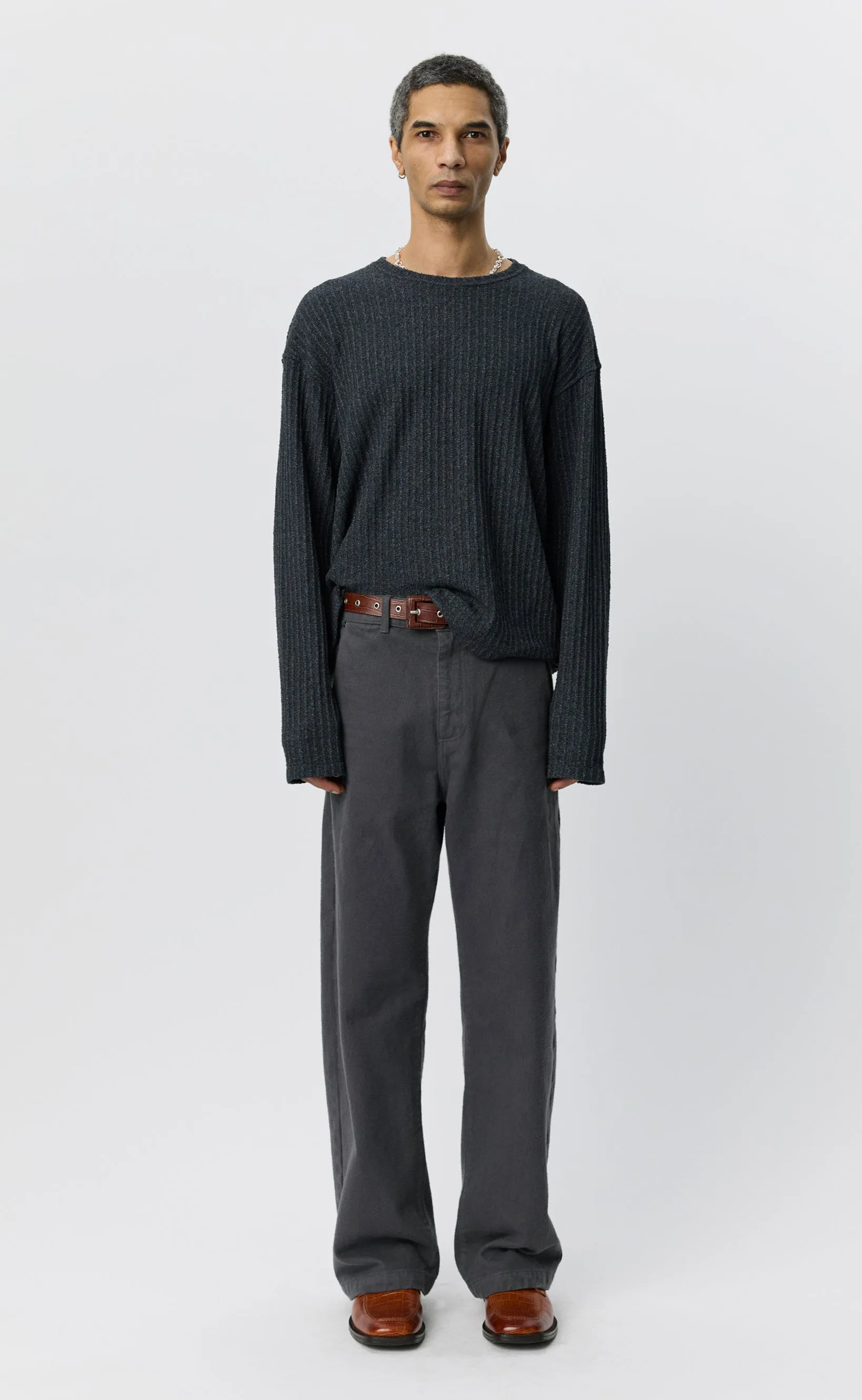 Round Neck Sweater - Grey Bouclé Rib sold by mfpen